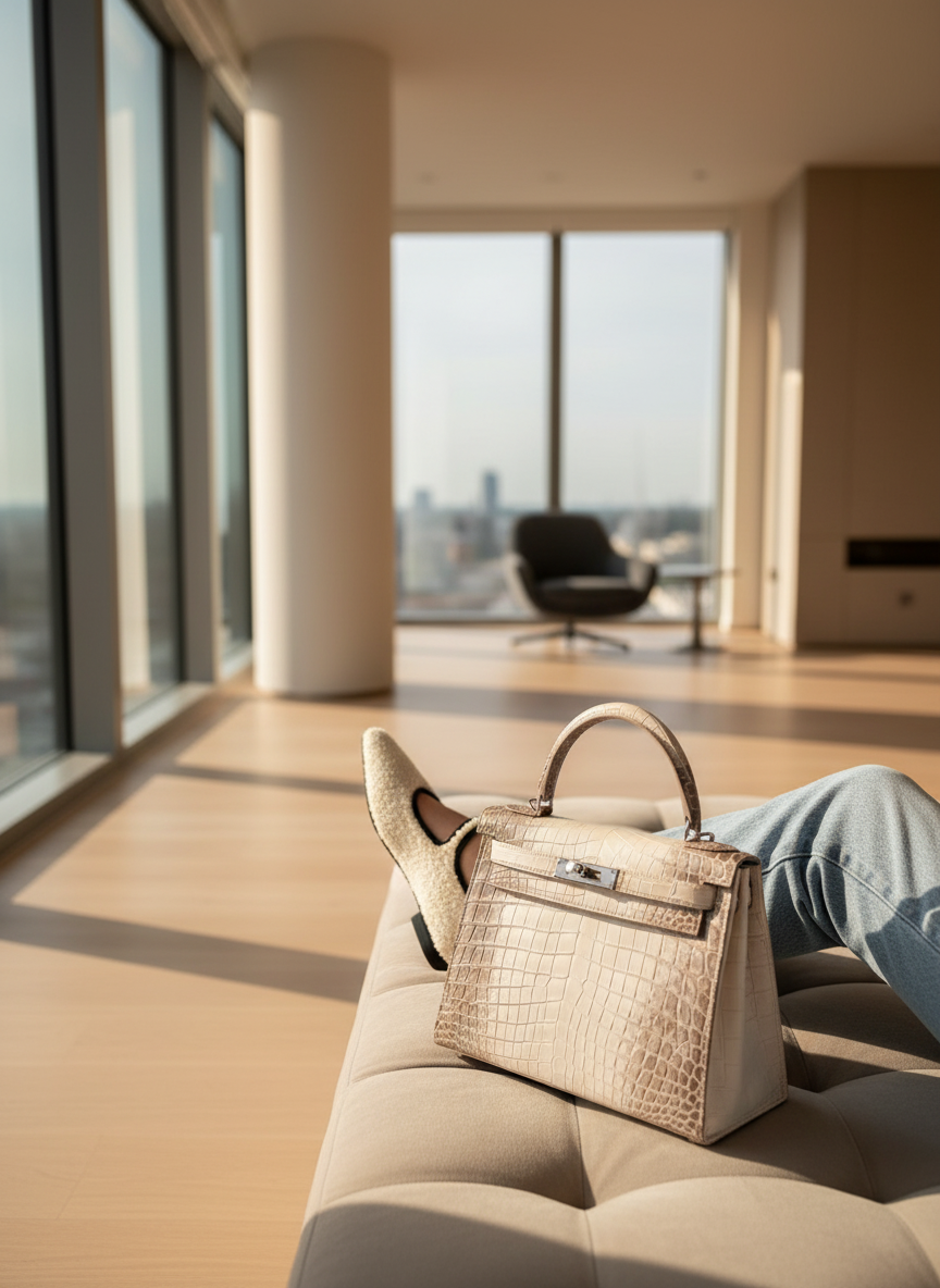 Hermès Himalayan Kelly 28 Retourne Matte Nilo Crocodile Palladium Hardware