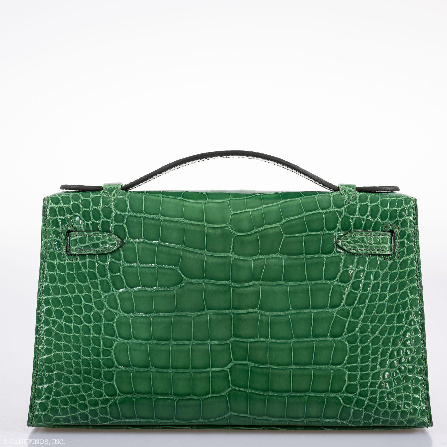 Hermès JPG Kelly Pochette Cactus Alligator with Gold Hardware