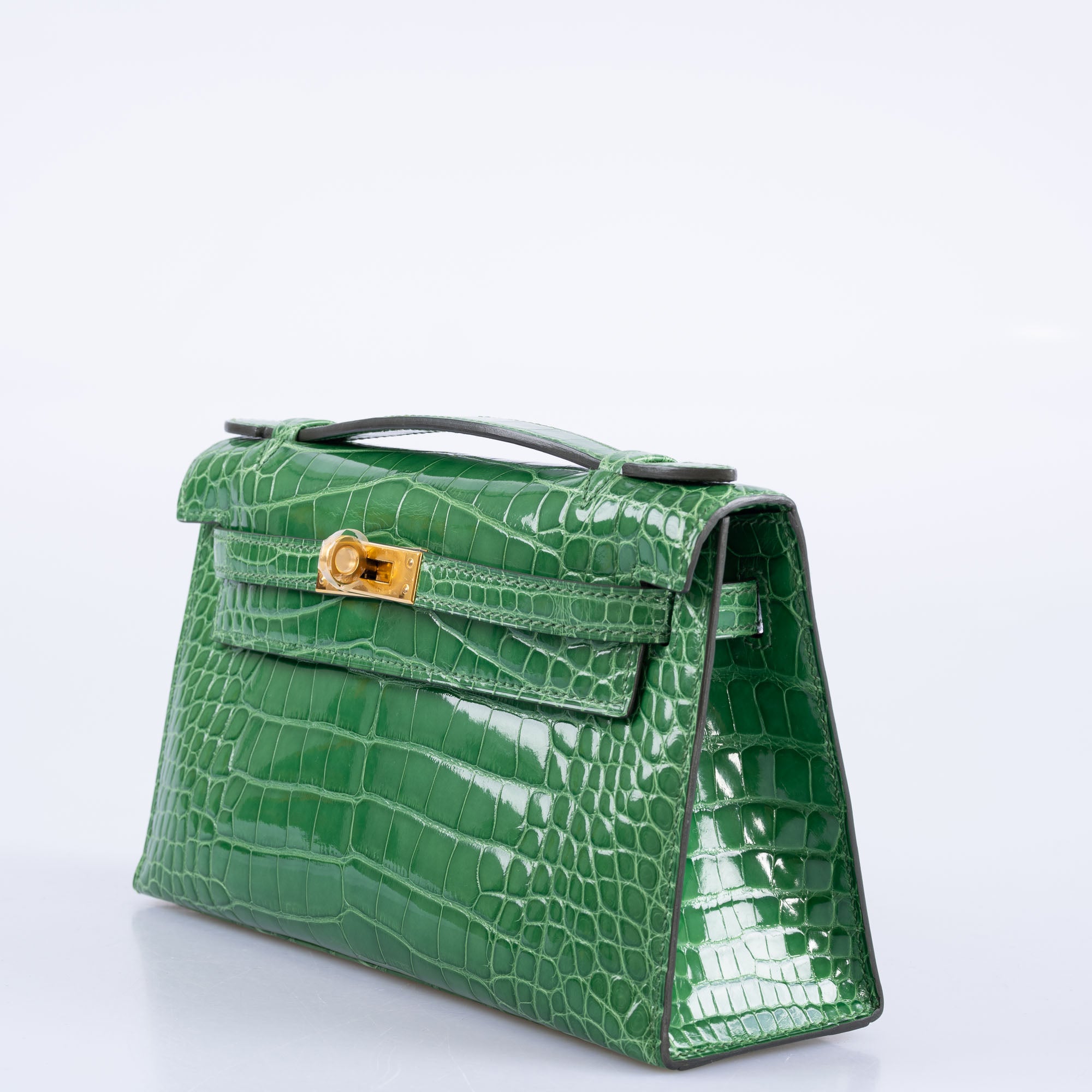 Hermès JPG Kelly Pochette Cactus Shiny Alligator Gold Hardware