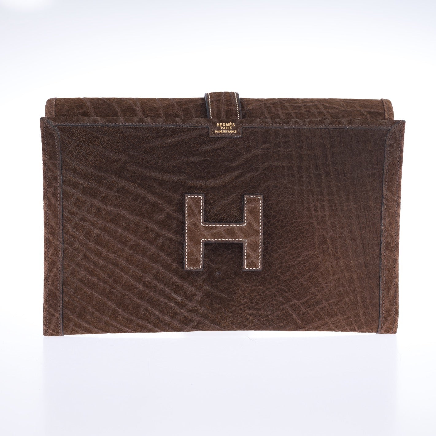Hermès Jige 29 Elephant Leather Brown Contrast Stitching | JANEFINDS