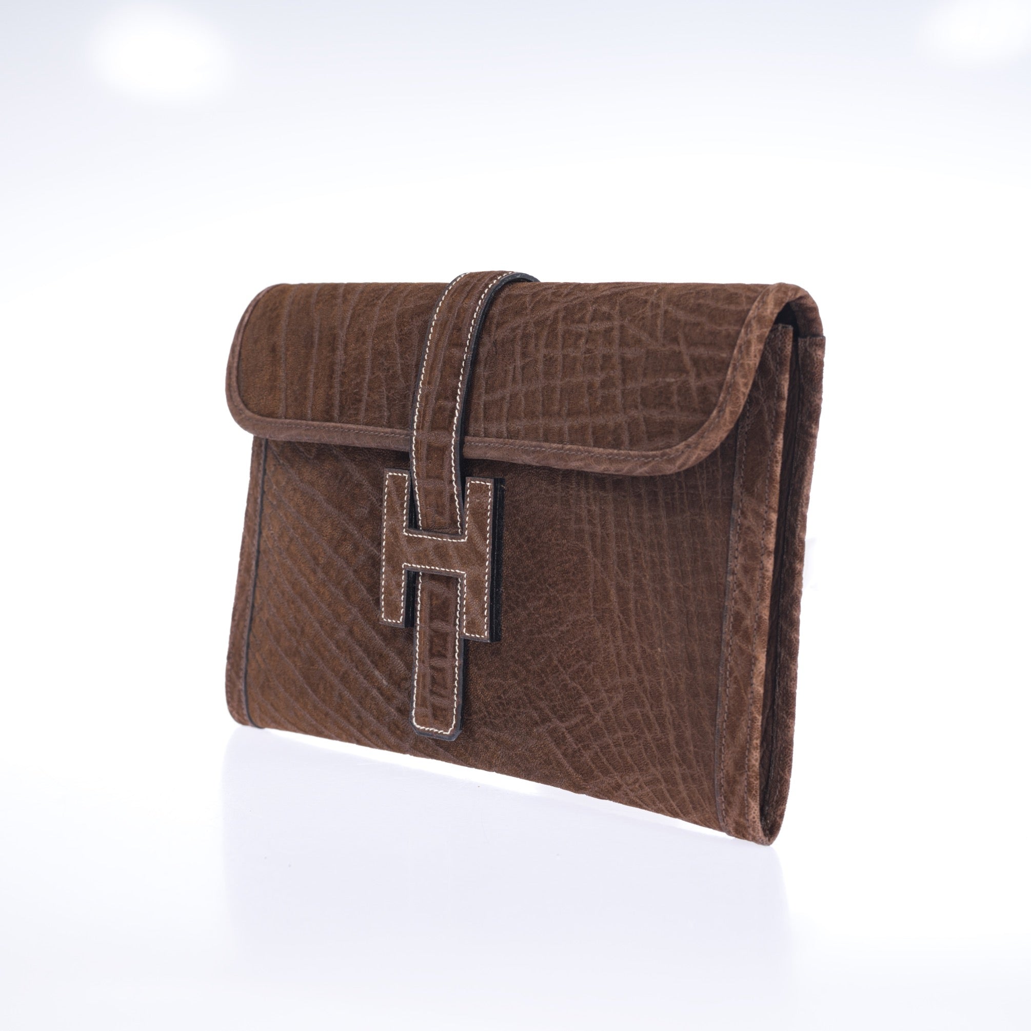 Hermès Jige 29 Elephant Leather Brown Contrast Stitching | JANEFINDS