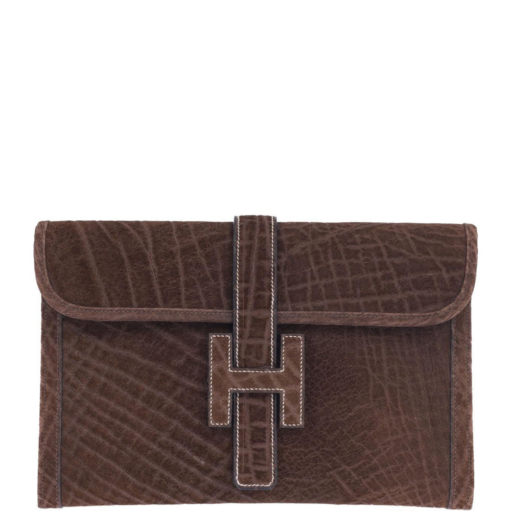 Hermès Jige 29 Elephant Leather Brown Contrast Stitching