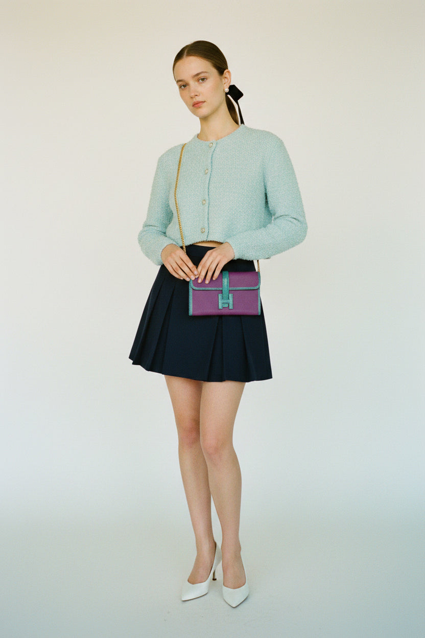 Hermès Jige Élan 29 Touch Anémone Swift and Bleu Paon Niloticus Lizard