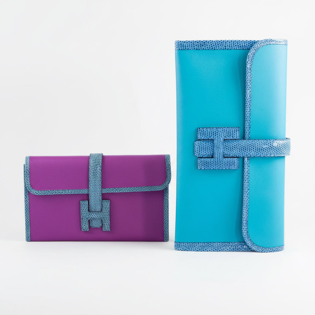 Hermès Jige Élan 29 Touch Anémone Swift and Bleu Paon Niloticus Lizard