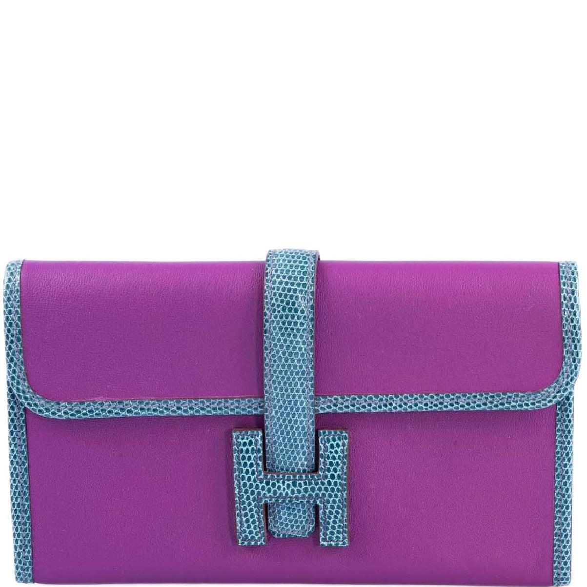 Hermès Jige Élan 29 Touch Anémone Swift and Bleu Paon Niloticus Lizard