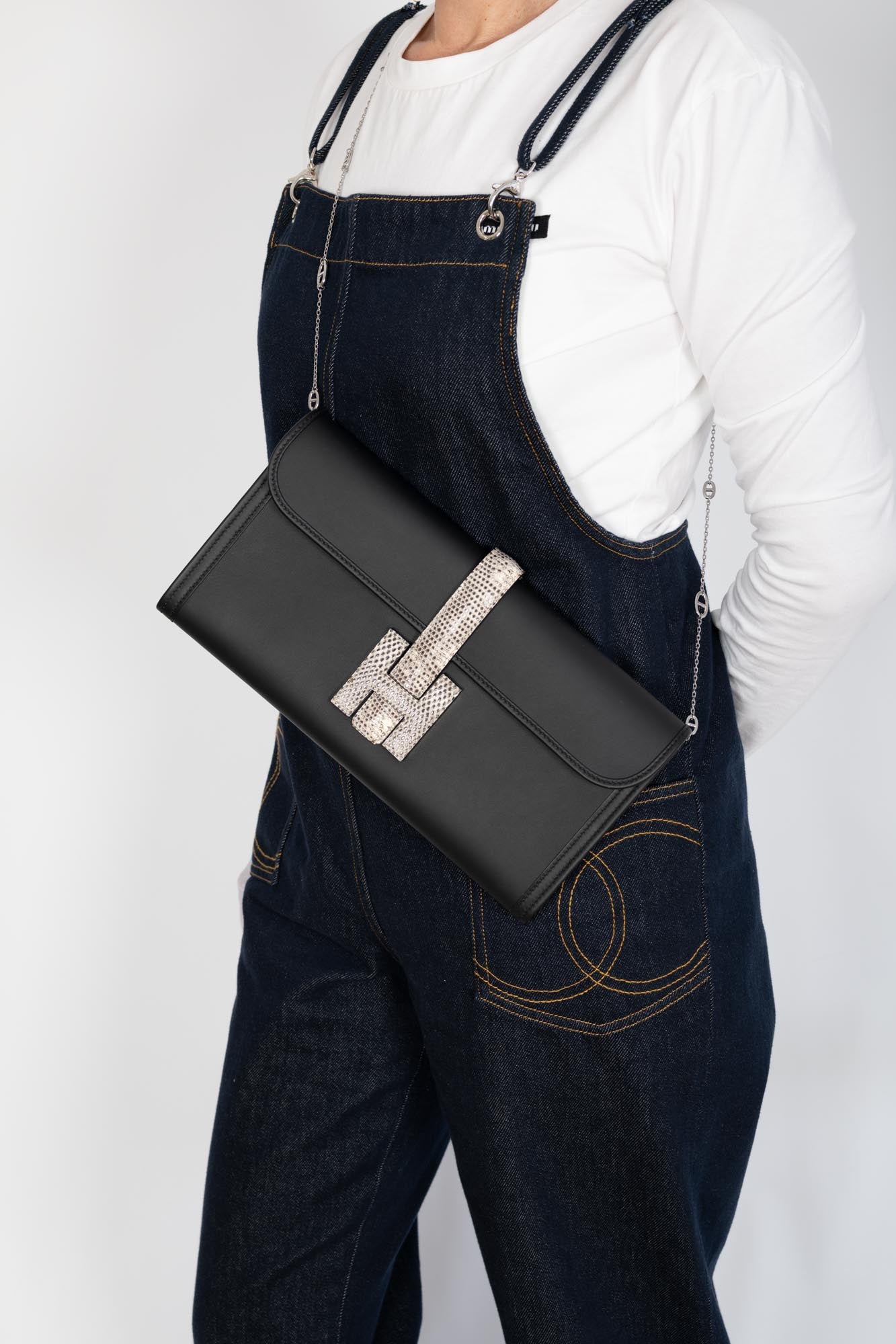 Hermès Jige Élan 29 Touch Noir Swift Ombré Lizard