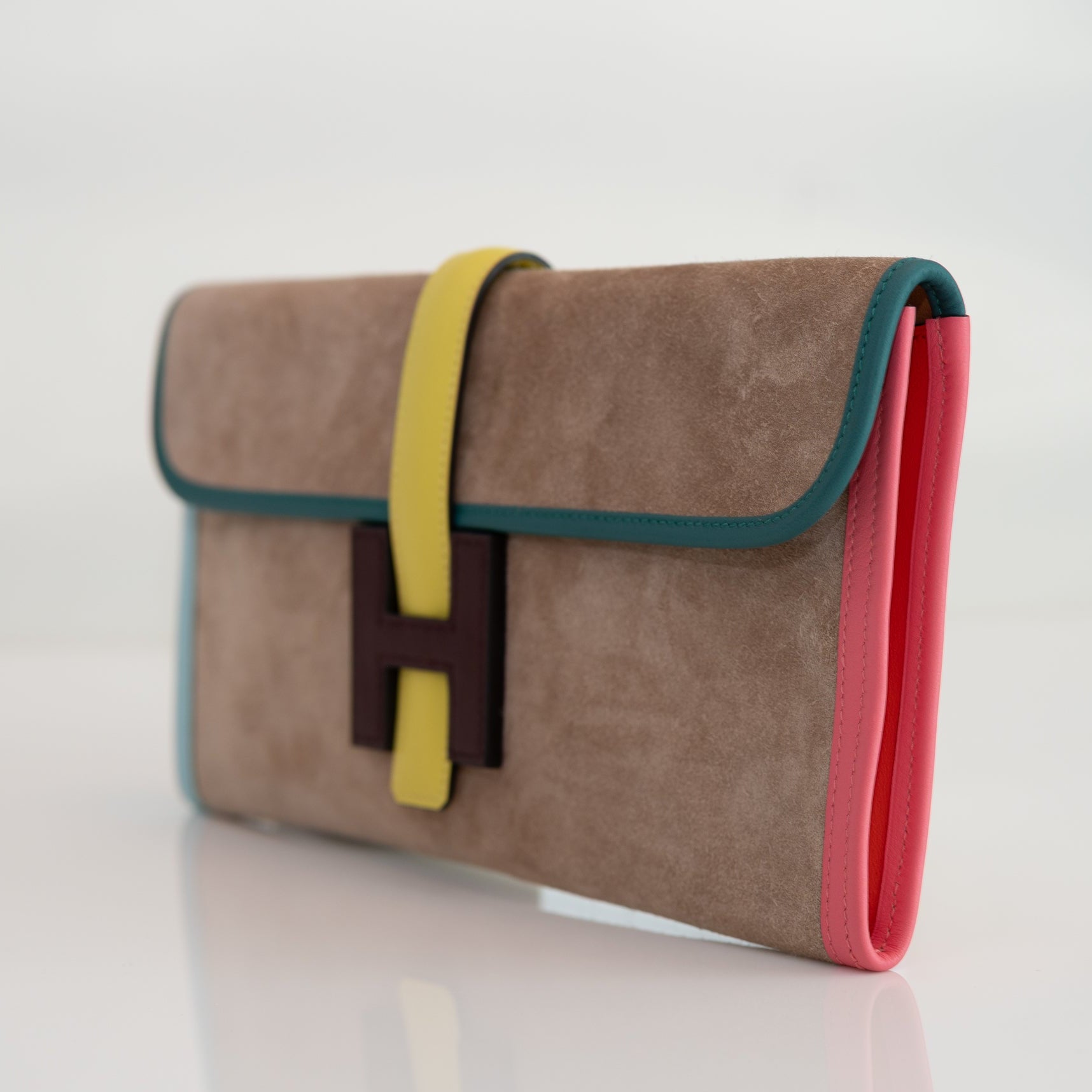 Hermès Jige Elan Clutch 29 Multicolor Doblis Suede Limited Edition
