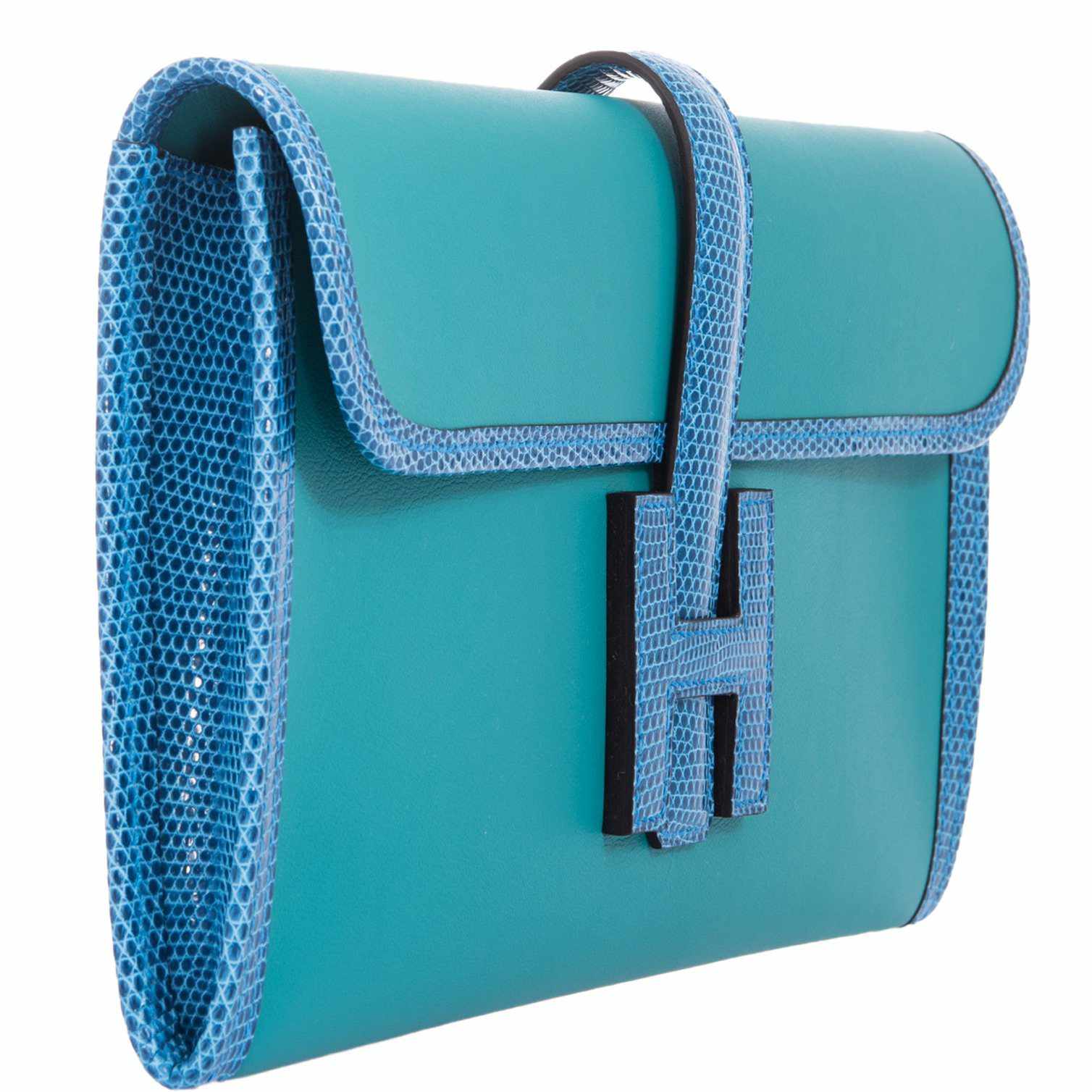 Hermès Jige Elan in Bleu Paon Swift and Mykonos Lizard