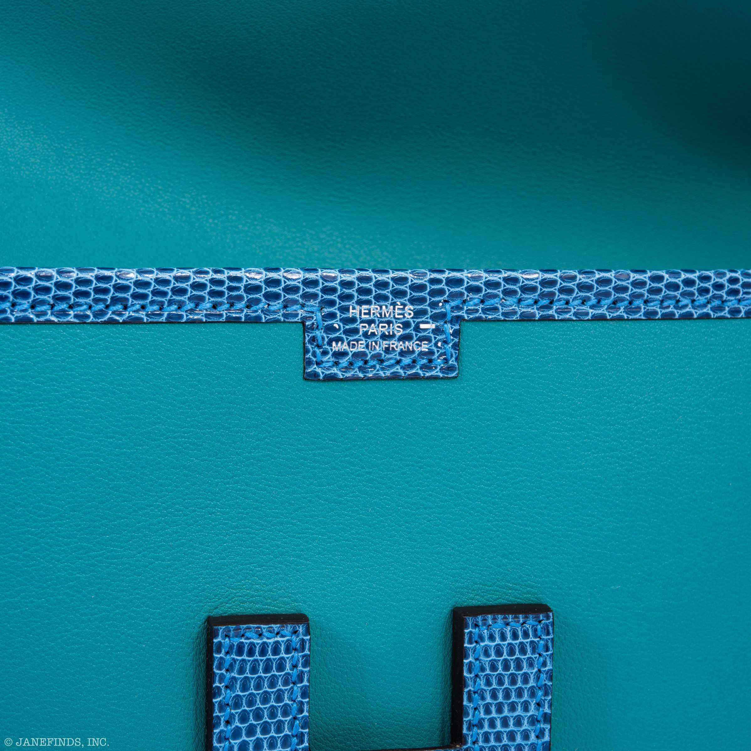 Hermès Jige Elan in Bleu Paon Swift and Mykonos Lizard