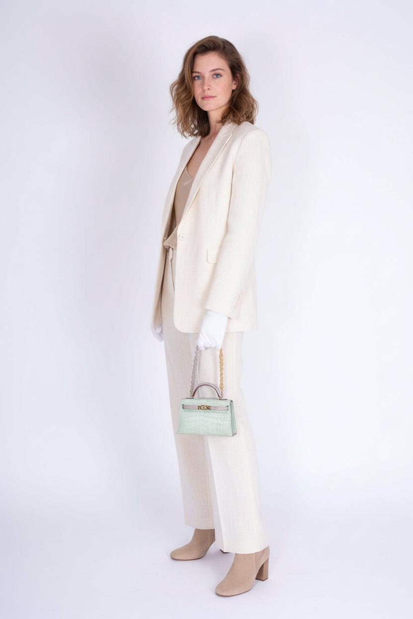 Hermès Kelly 20 HSS Mini II Sellier Vert D'eau and Gris Perle Matte Alligator Permabrass Hardware