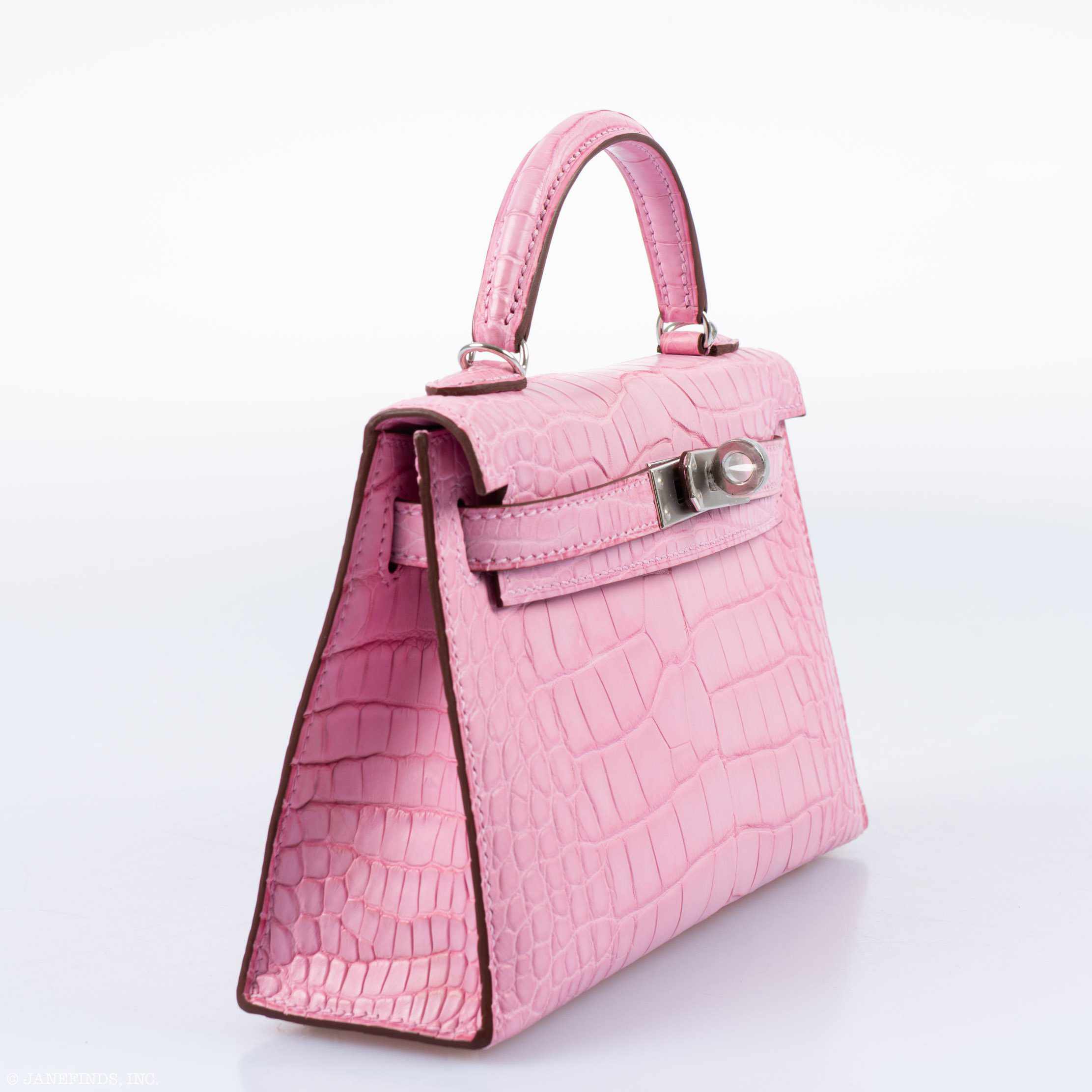 Hermès Kelly 20 Mini II Sellier 5P Bubblegum Matte Pink Alligator Palladium Hardware