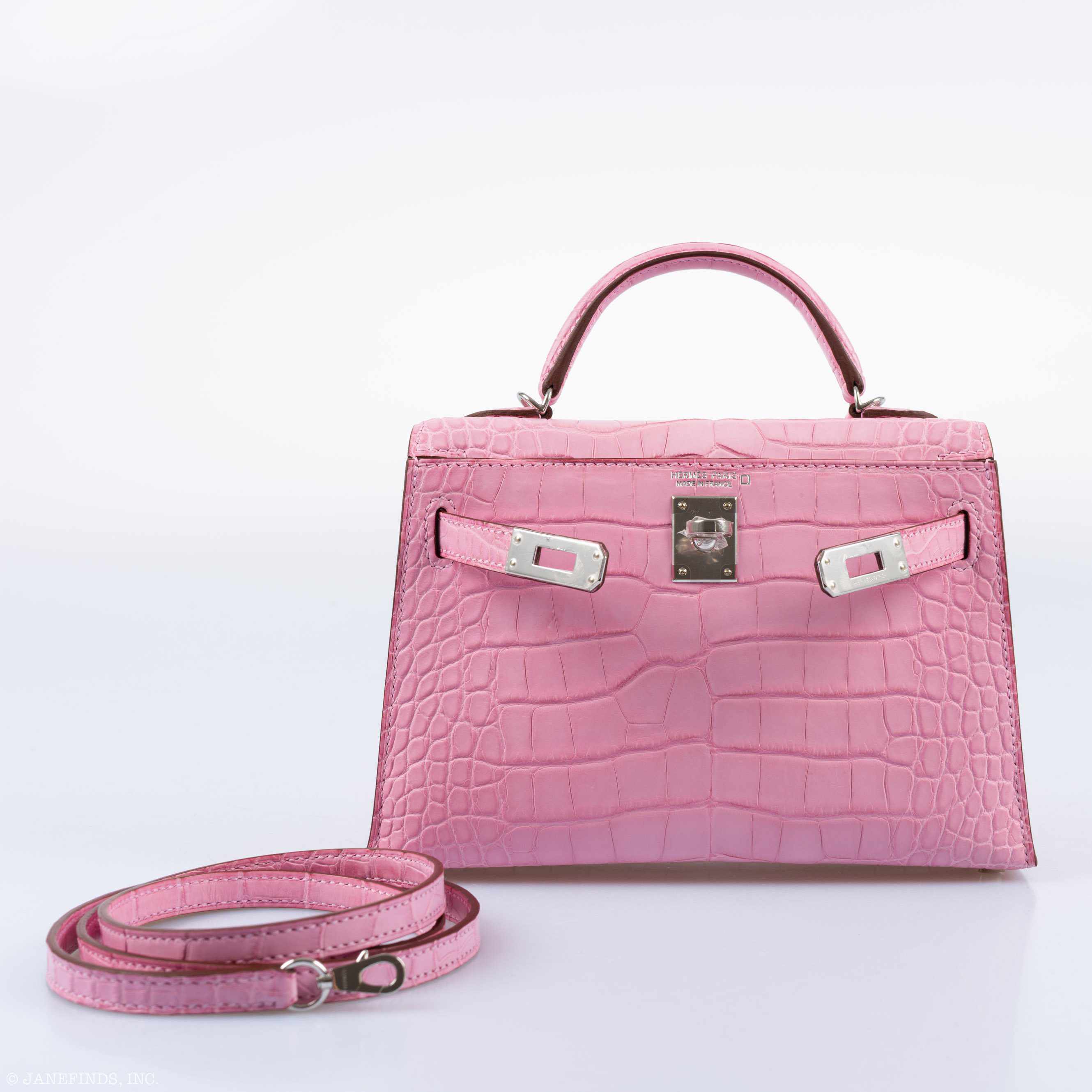 Hermès Kelly 20 Mini II Sellier 5P Bubblegum Matte Pink Alligator Palladium Hardware