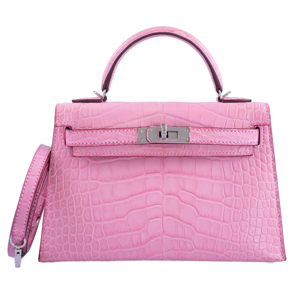 Hermès Kelly 20 Mini II Sellier 5P Bubblegum Pink Matte Alligator Palladium Hardware