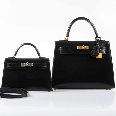 Hermès Kelly 20 Mini II Sellier Black Box Palladium Hardware