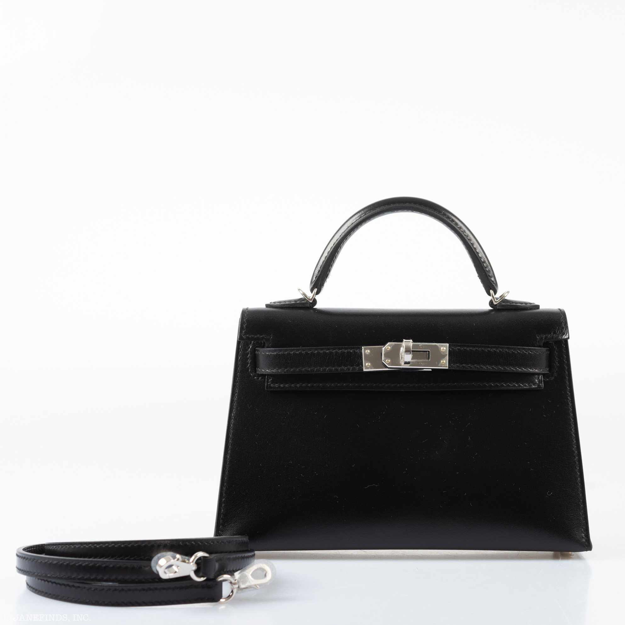 Hermès Mini Kelly 20 II Sellier Noir Box Calf Palladium Hardware
