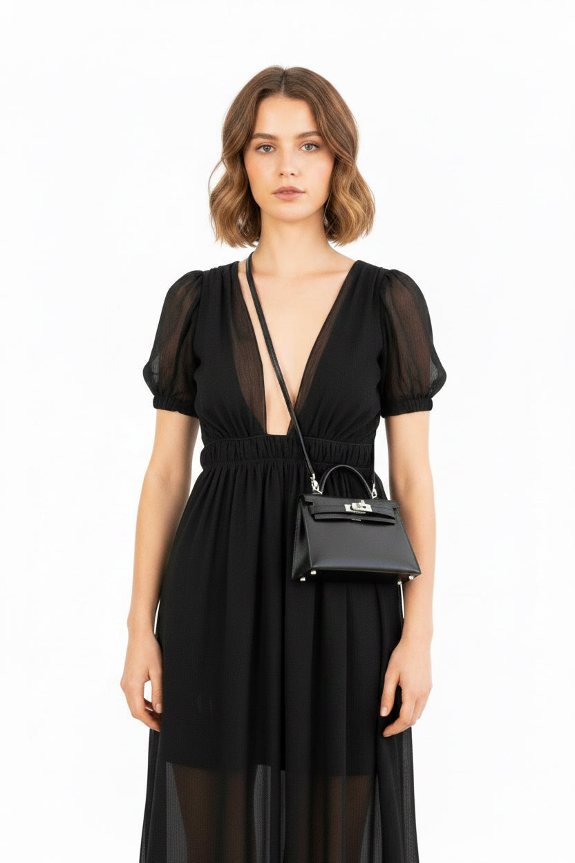 Hermès Mini Kelly 20 II Sellier Noir Box Calf Palladium Hardware