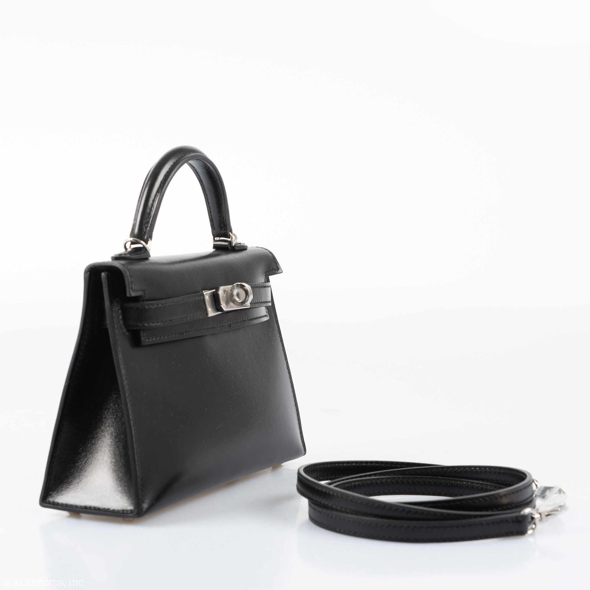 Hermès Mini Kelly 20 II Sellier Noir Box Calf Palladium Hardware