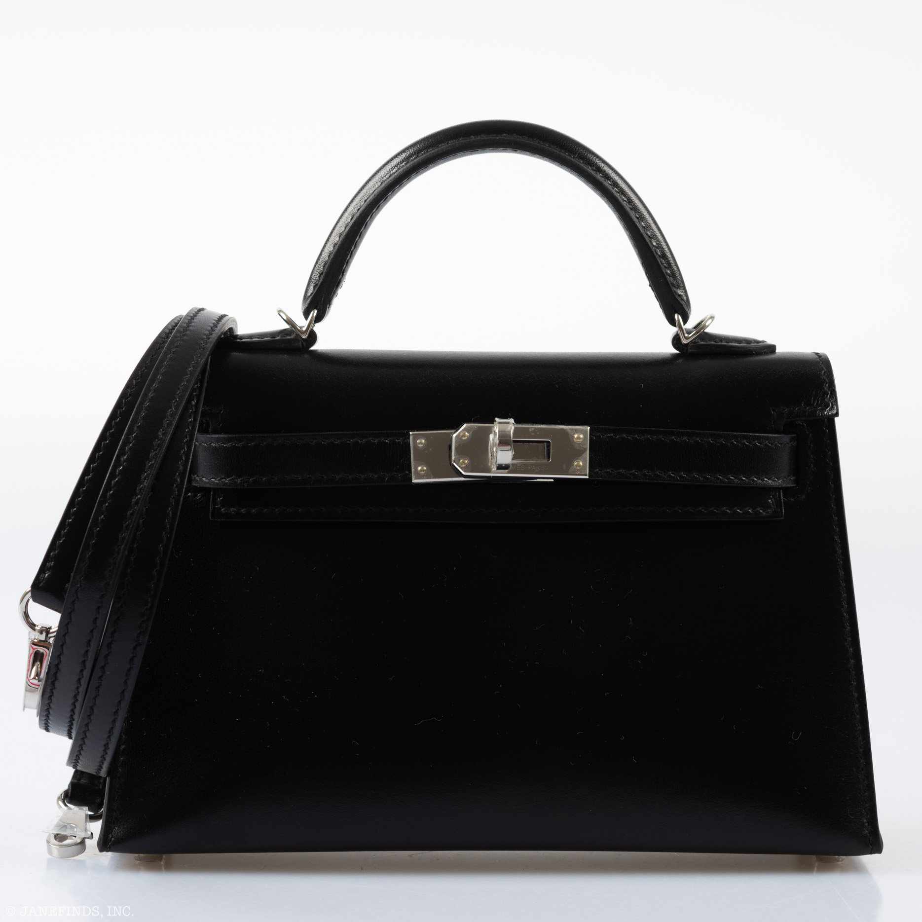 Hermès Mini Kelly 20 II Sellier Noir Box Calf Palladium Hardware