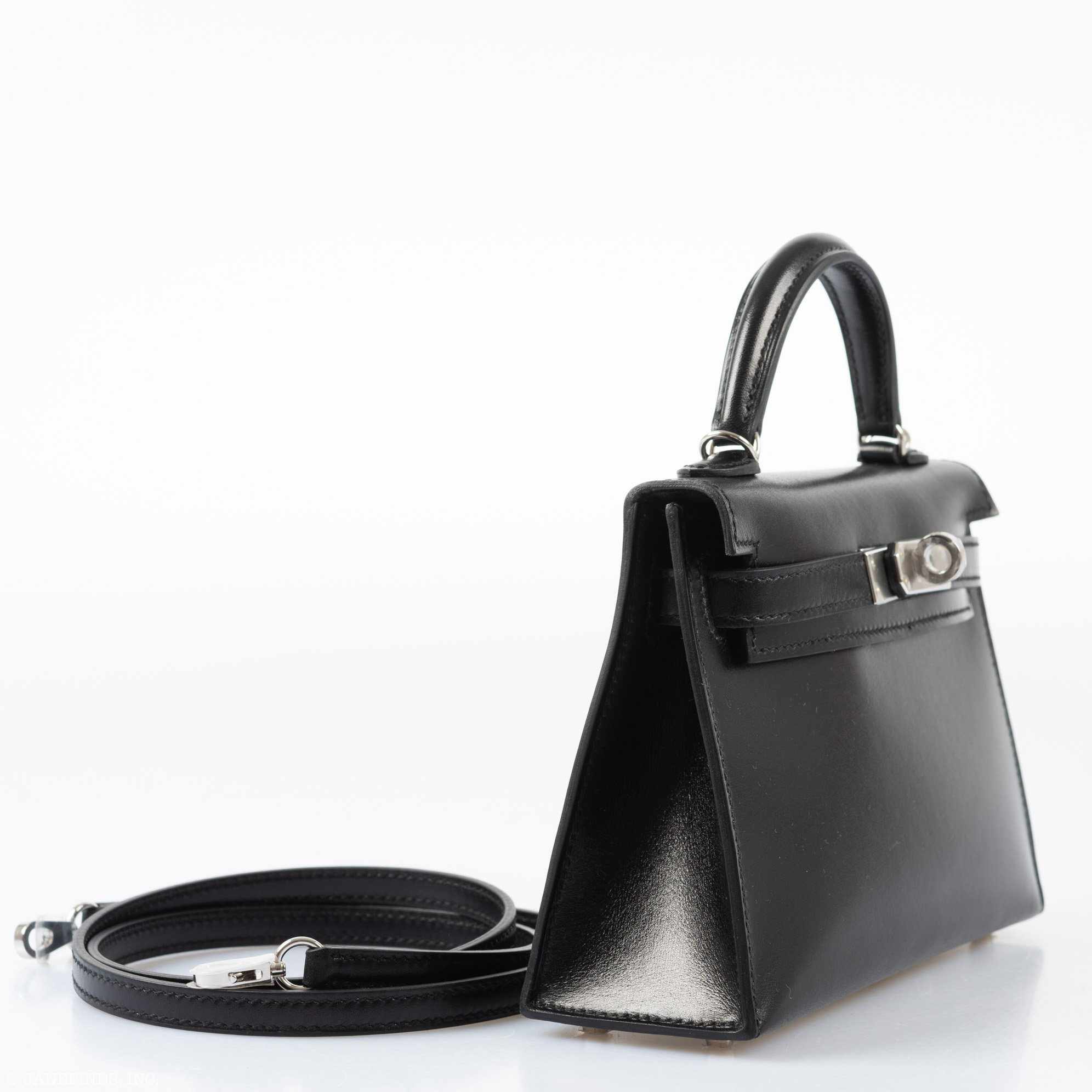 Hermès Mini Kelly 20 II Sellier Noir Box Calf Palladium Hardware