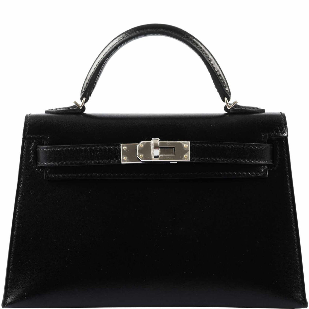 Hermès Mini Kelly 20 II Sellier Noir Box Calf Palladium Hardware