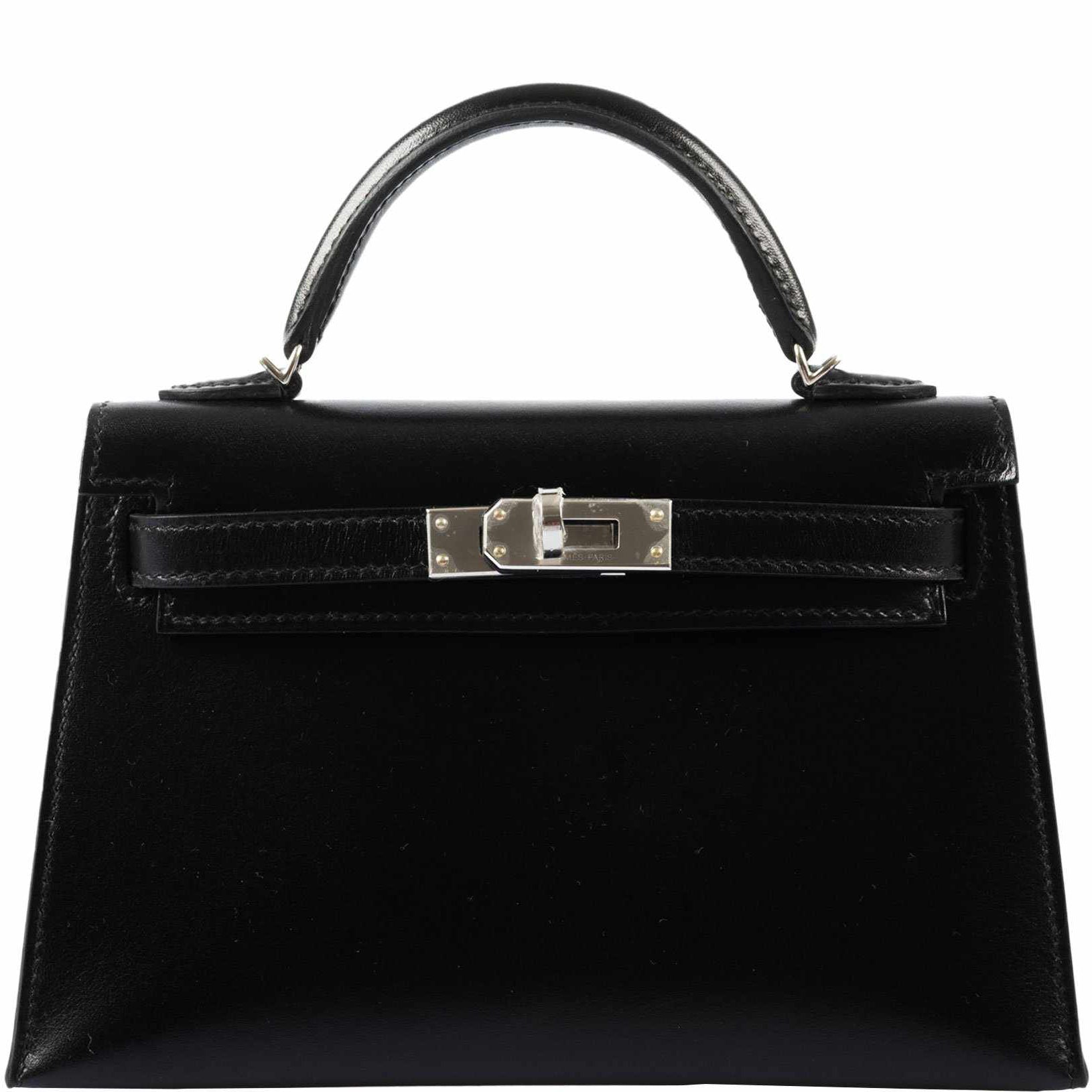 Hermès Mini Kelly 20 II Sellier Noir Box Calf Palladium Hardware