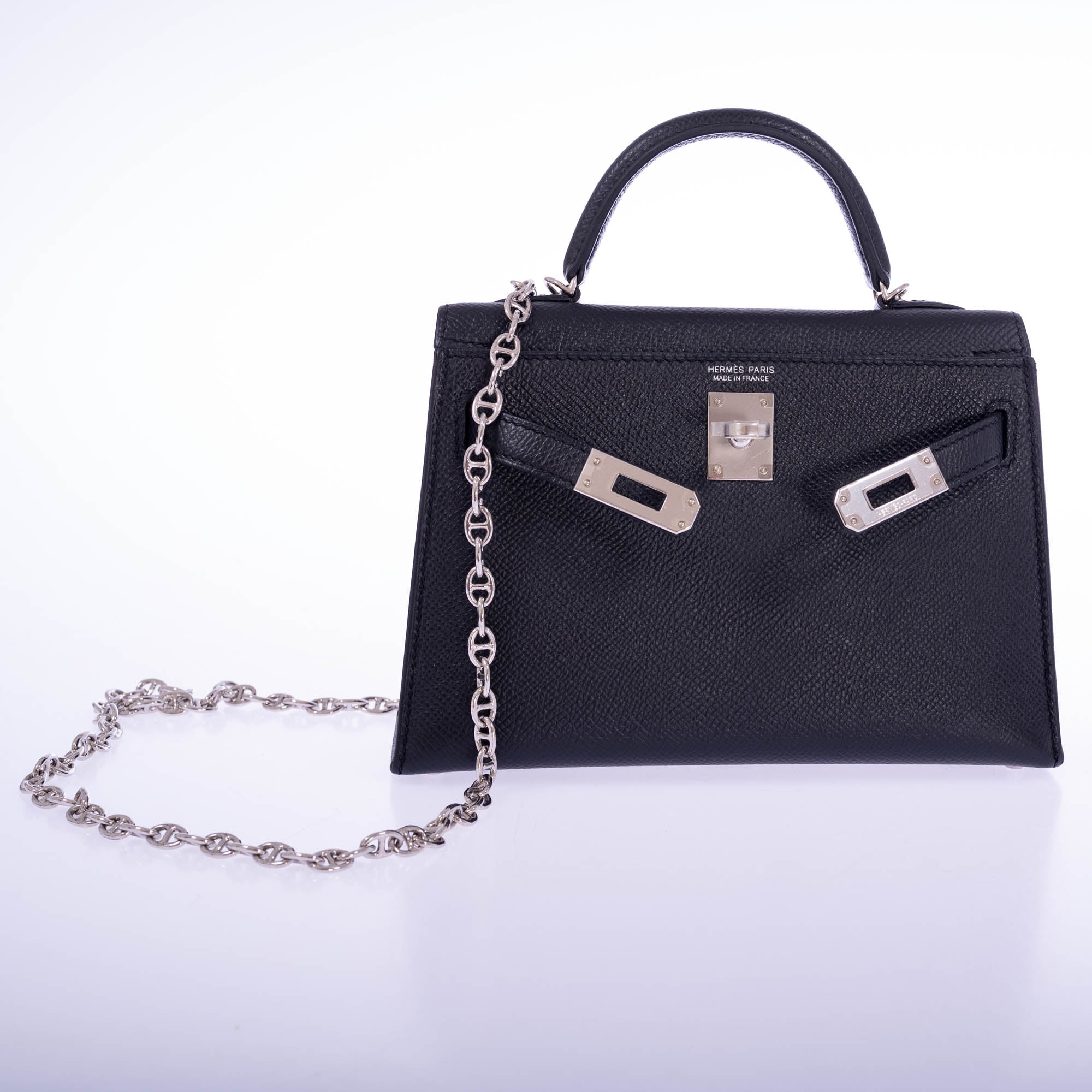 Hermès Mini Kelly II 20 Sellier Noir Epsom Palladium Hardware