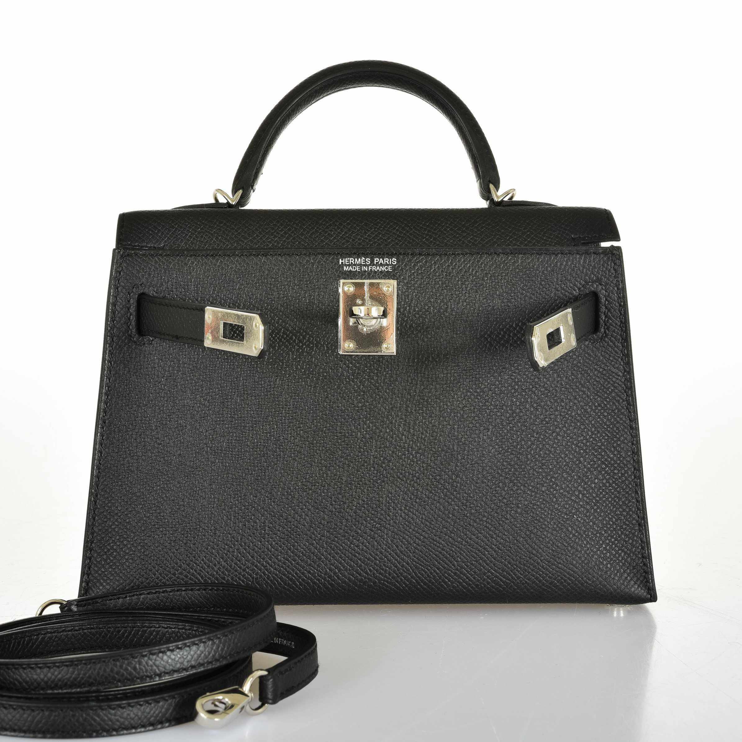 Hermès Kelly 20 Mini II Sellier Black Epsom Palladium