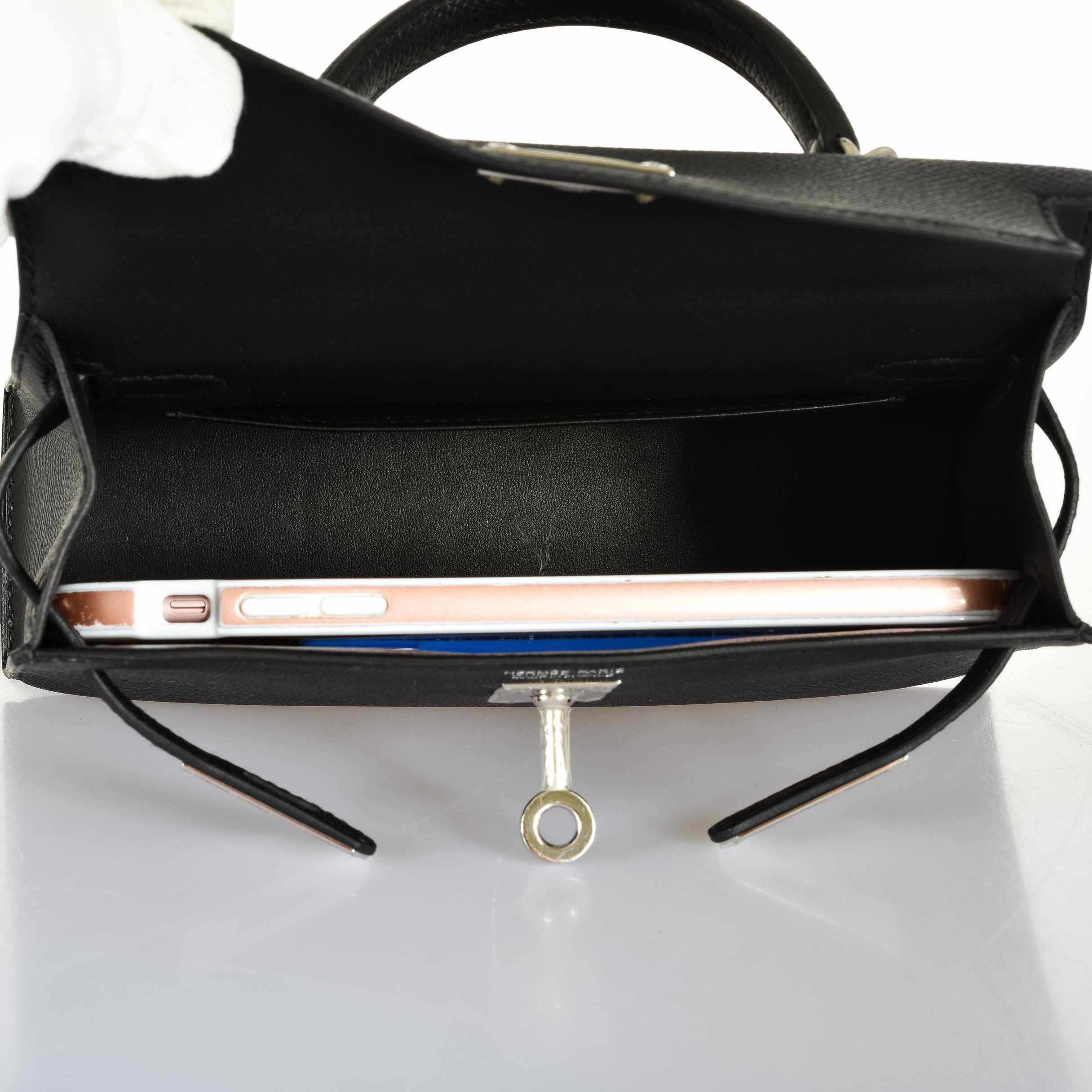 Hermès Kelly 20 Mini II Sellier Black Epsom Palladium