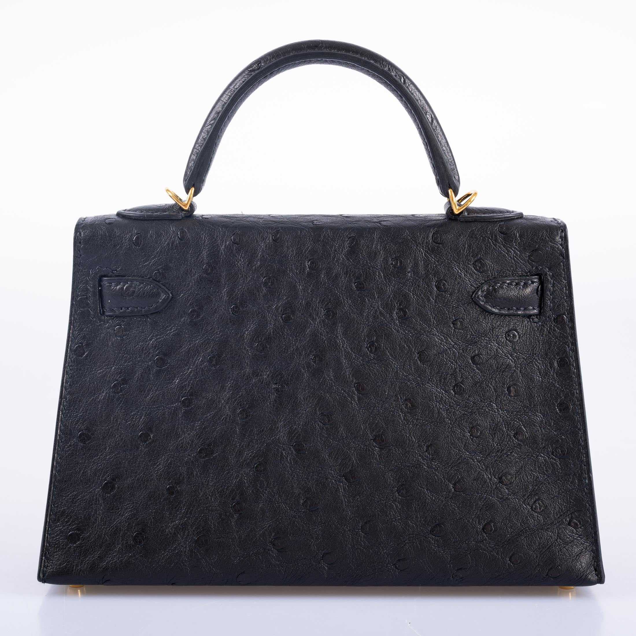 Hermès Kelly 20 Mini II Sellier Black Ostrich Gold Hardware