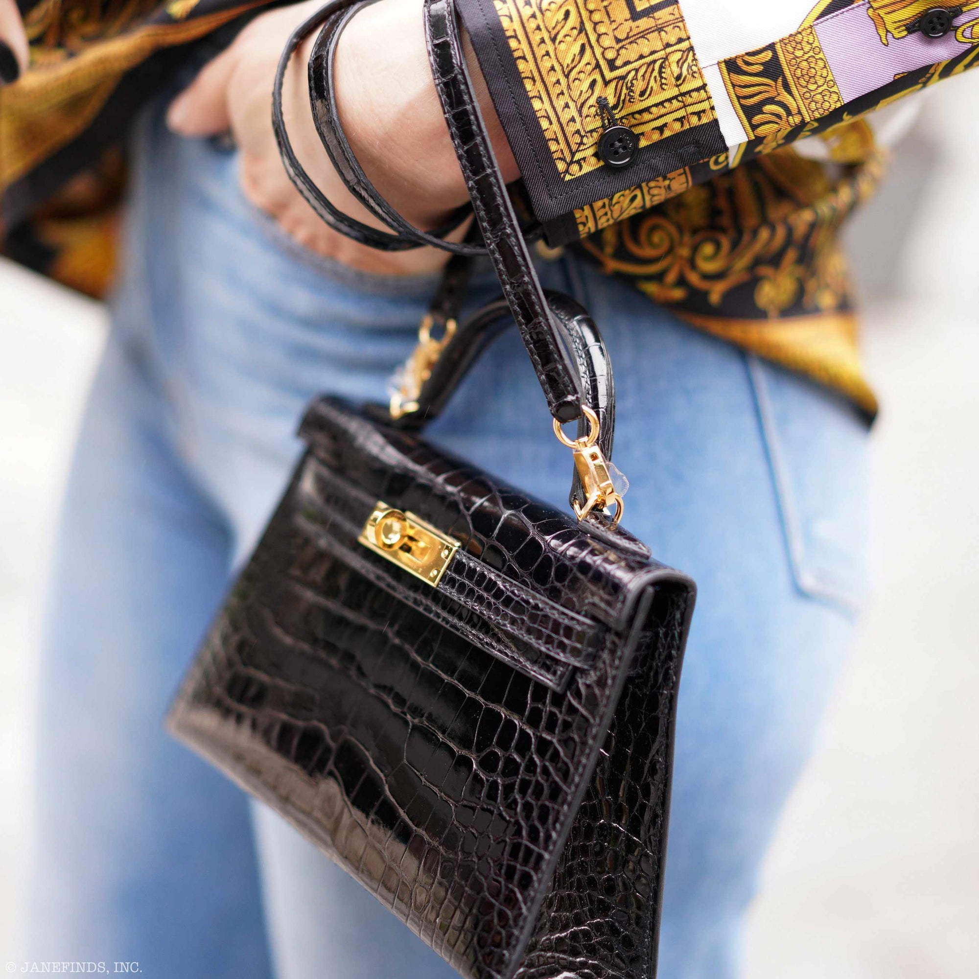 Hermès Kelly 20 Mini II Sellier Black Shiny Alligator Gold Hardware