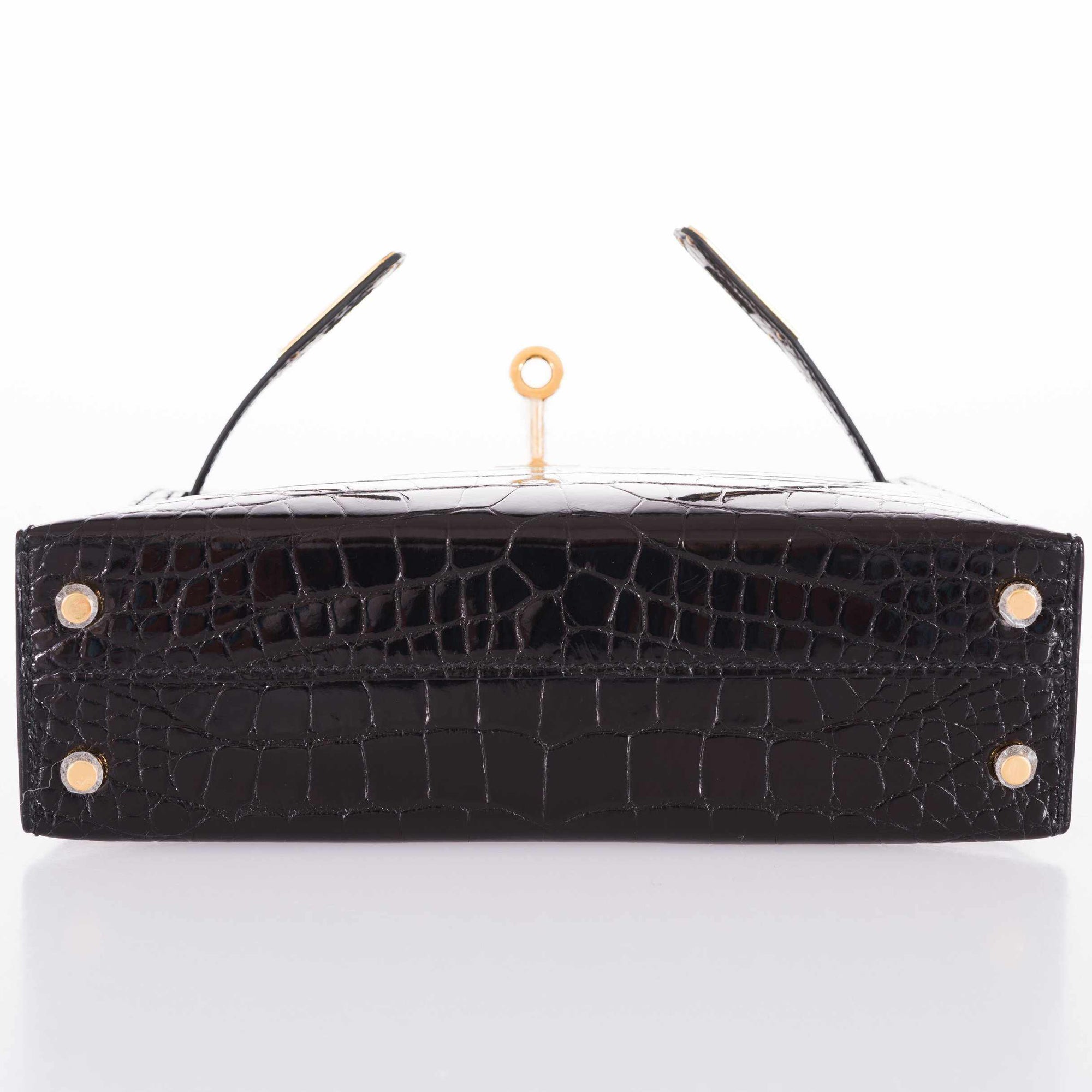 Hermès Kelly 20 Mini II Sellier Black Shiny Alligator Gold Hardware