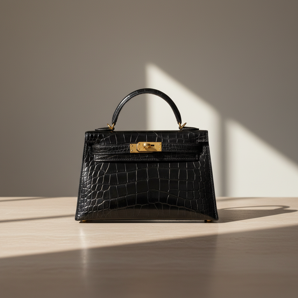 Hermès Kelly 20 Mini II Sellier Black Shiny Alligator Gold Hardware