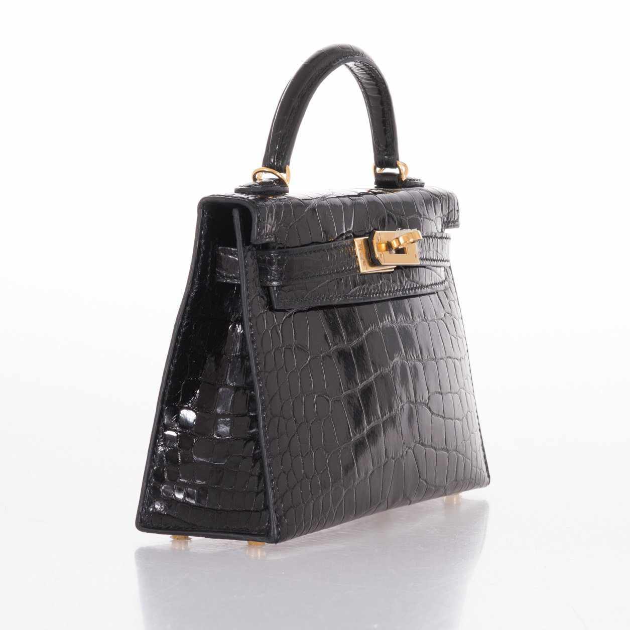 Hermès Kelly 20 Mini II Sellier Black Shiny Alligator Gold Hardware