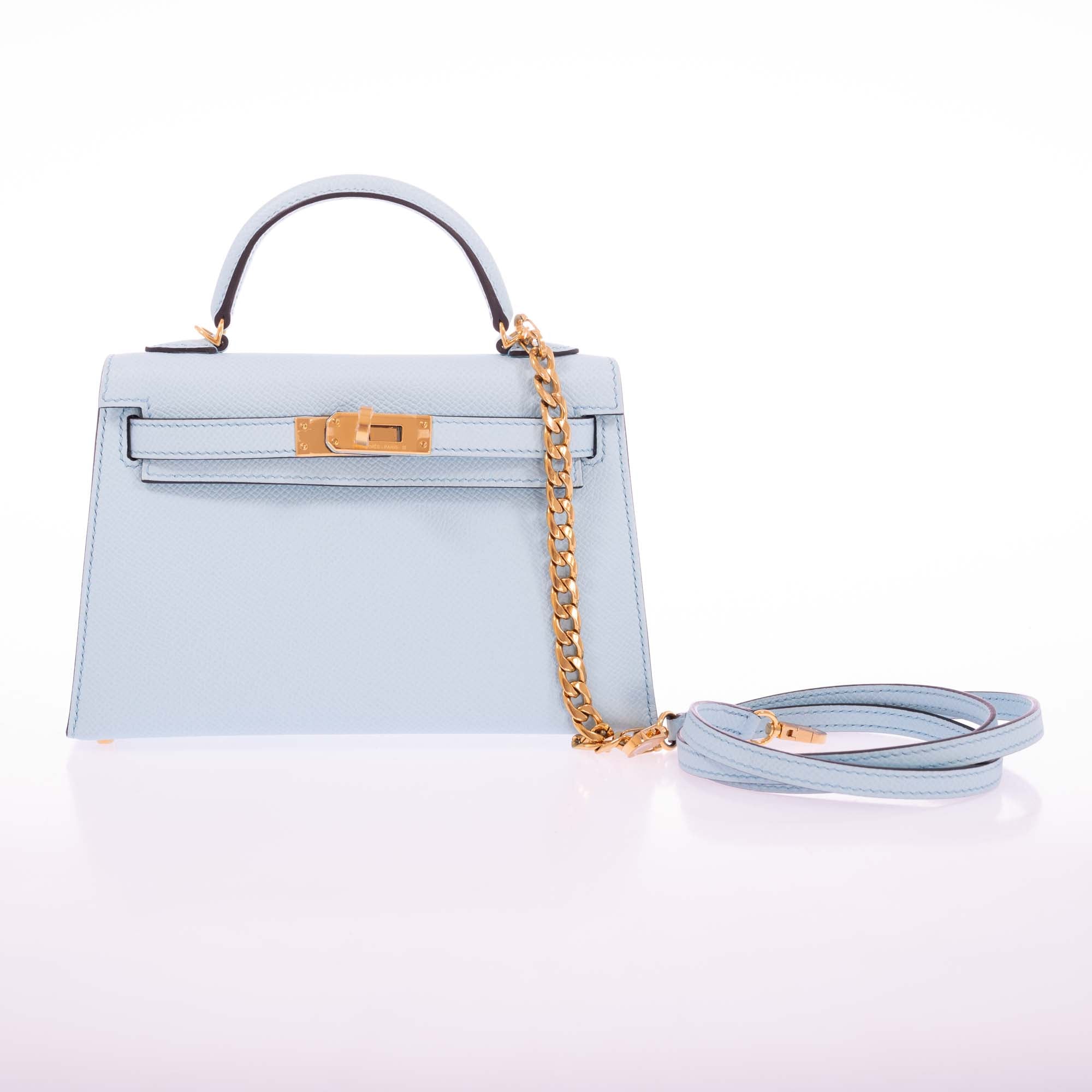 Hermès Kelly 20 Mini II Sellier Bleu Zephyr Epsom Gold Hardware