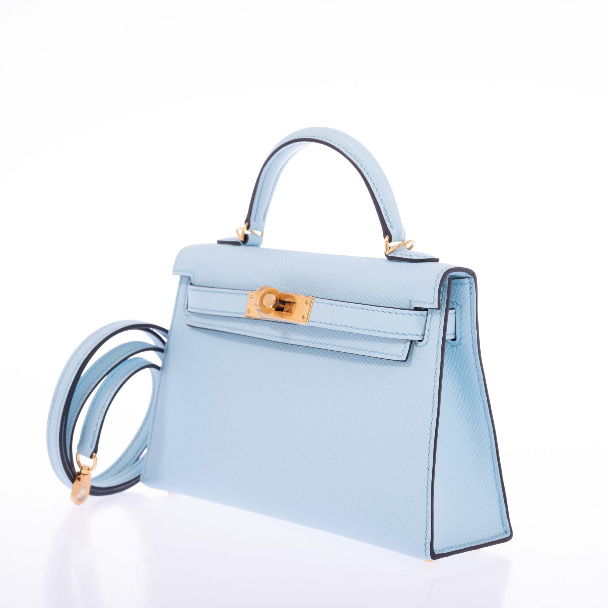 Hermès Kelly 20 Mini II Sellier Bleu Zephyr Epsom Gold Hardware