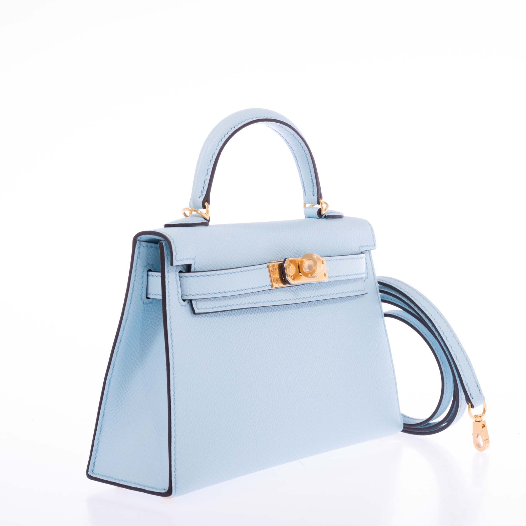 Hermès Kelly 20 Mini II Sellier Bleu Zephyr Epsom Gold Hardware