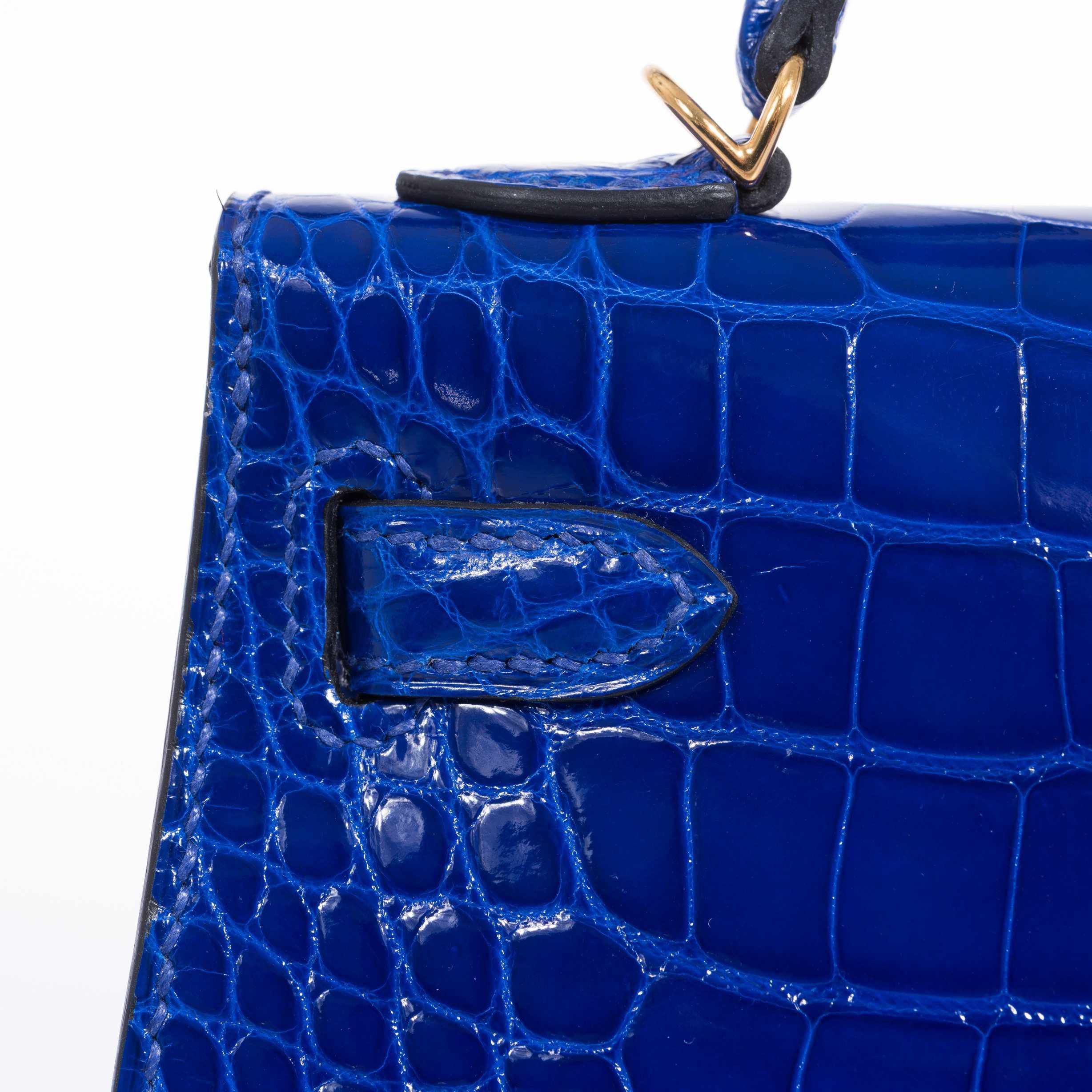 Hermès Kelly 20 Mini II Sellier Blue Electric Alligator Gold Hardware