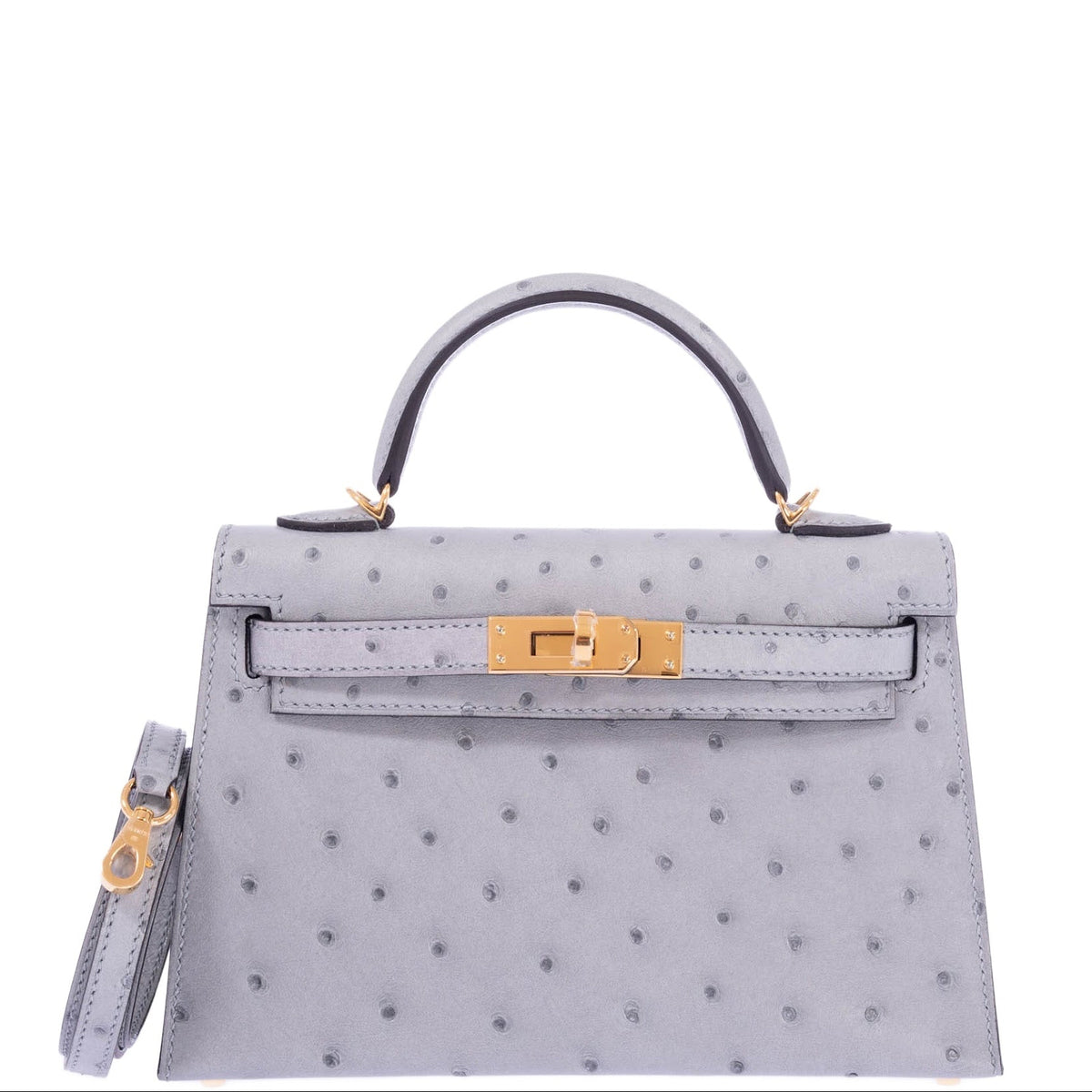 Hermès Kelly 20 Mini II Sellier Blue Glacier Ostrich Gold Hardware