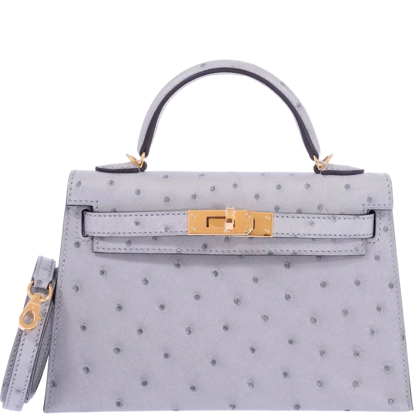 Hermès Kelly 20 Mini II Sellier Blue Glacier Ostrich Gold Hardware