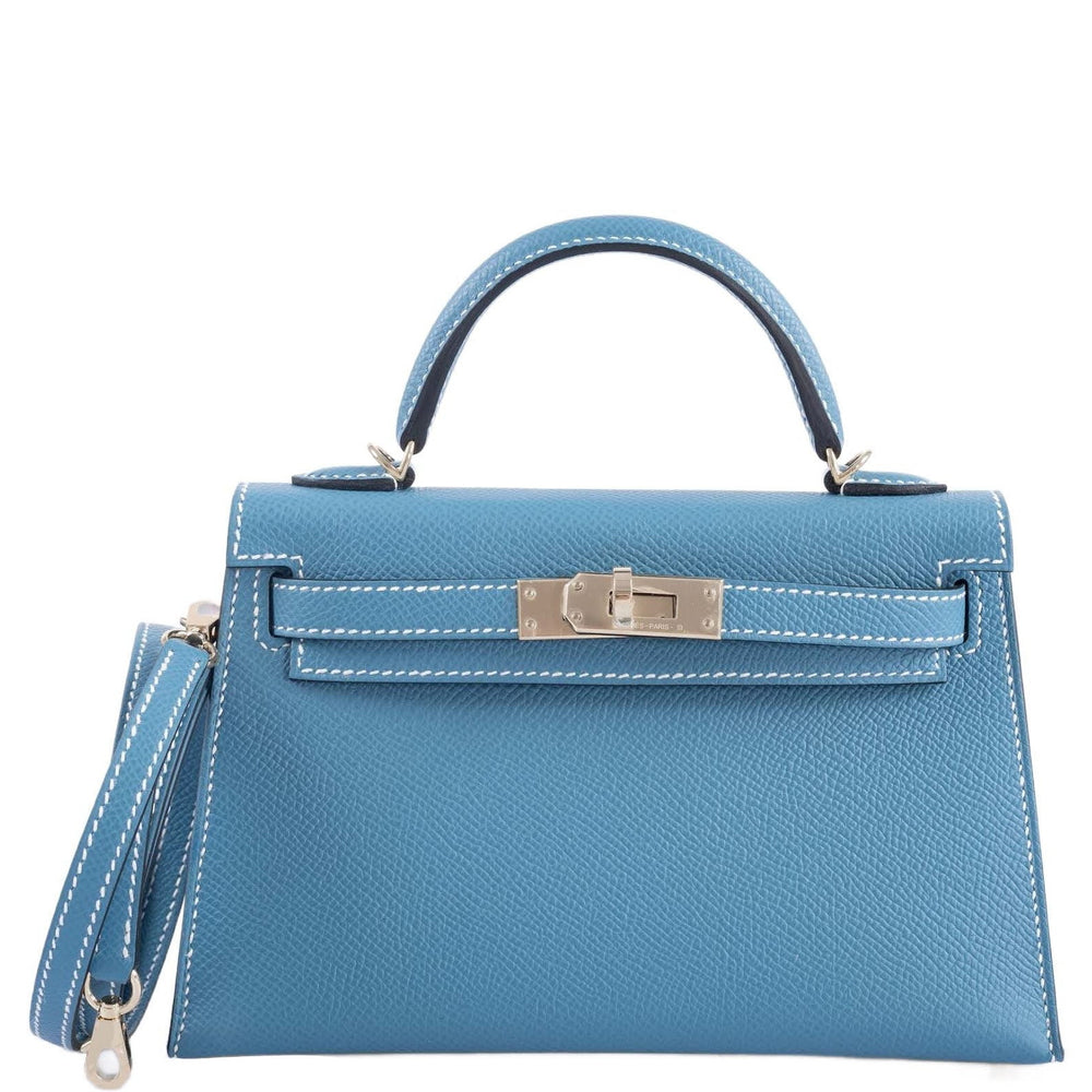 Hermès Kelly 20 Mini II Sellier Blue Jean Epsom Palladium Hardware