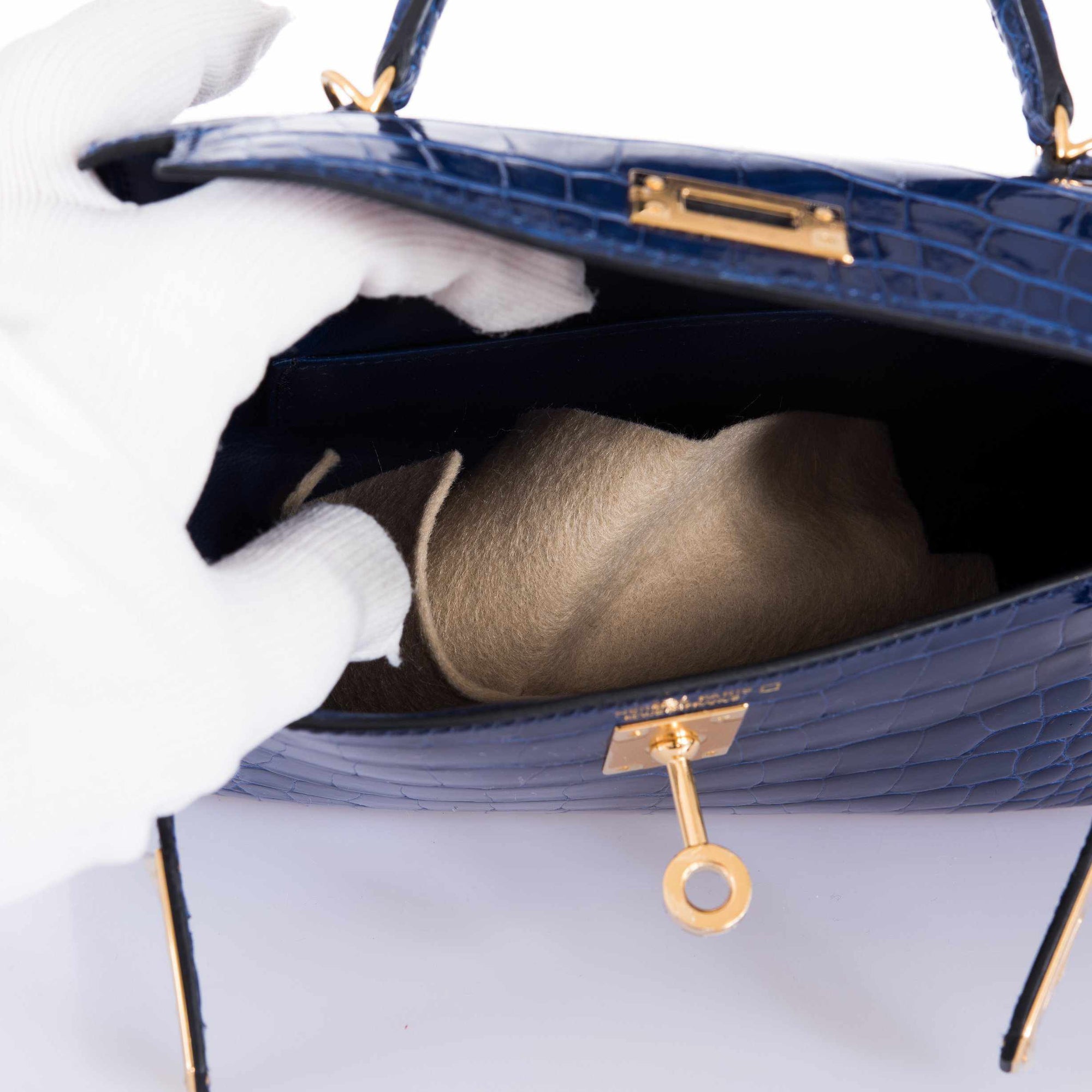 Hermès Kelly 20 Mini II Sellier Blue Sapphire Alligator Gold Hardware