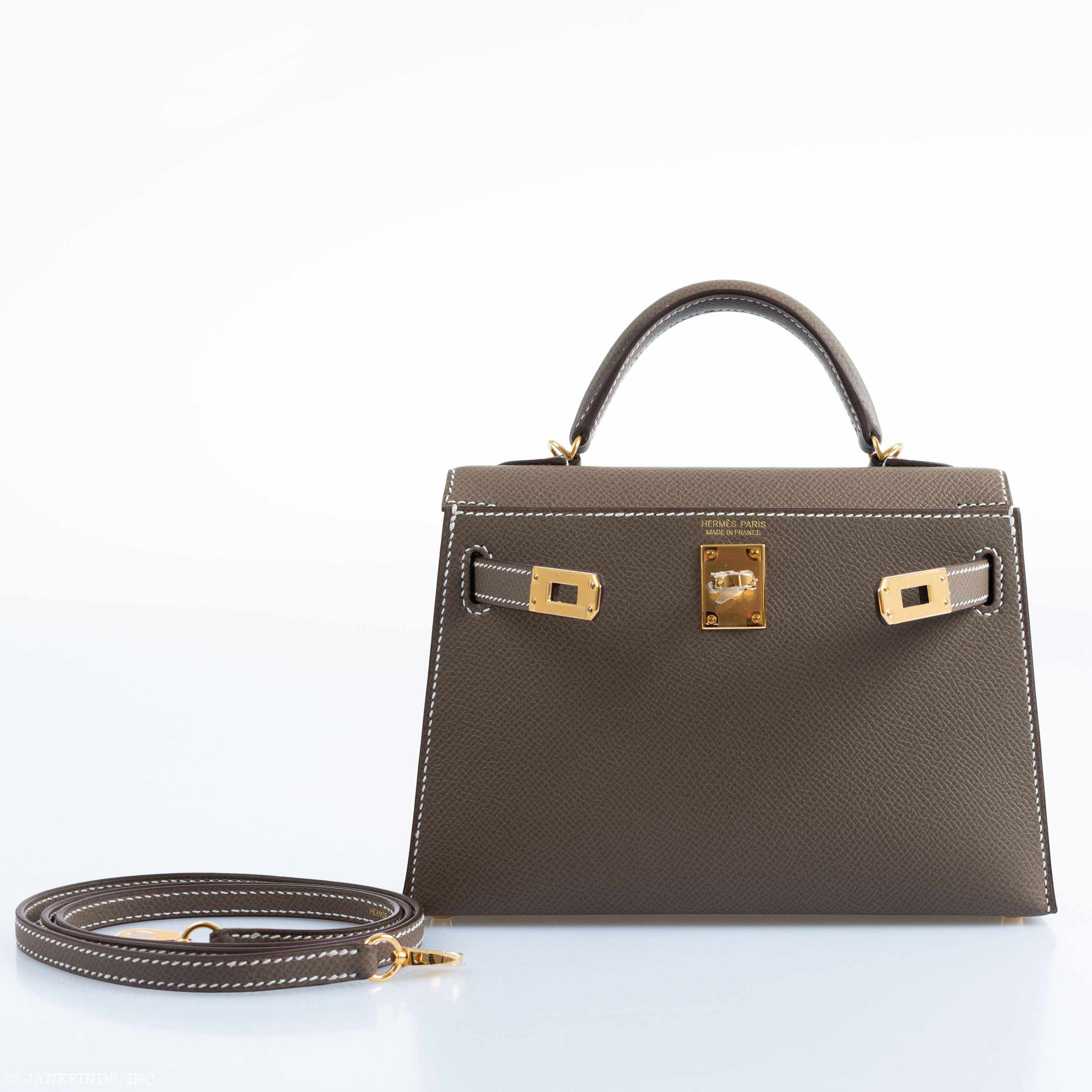 Hermès Kelly 20 Mini II Sellier Etoupe Epsom Gold Hardware