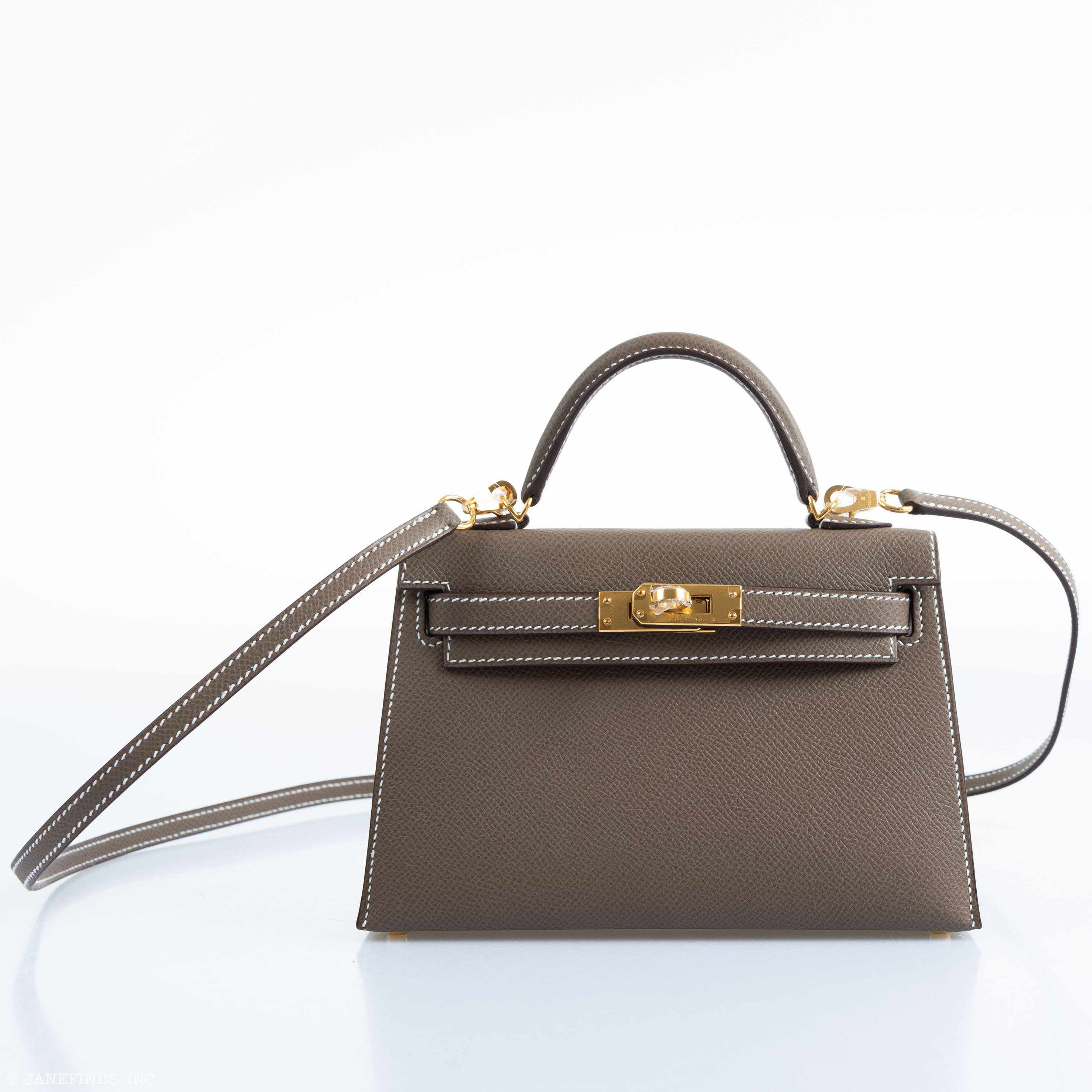 Hermès Kelly 20 Mini II Sellier Etoupe Epsom Gold Hardware