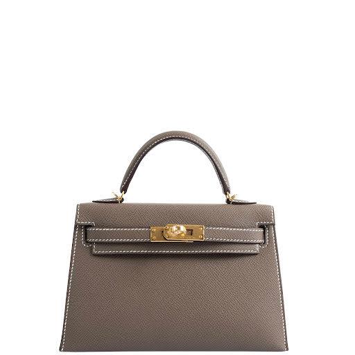 Hermès Kelly 20 Mini II Sellier Etoupe Epsom Gold Hardware