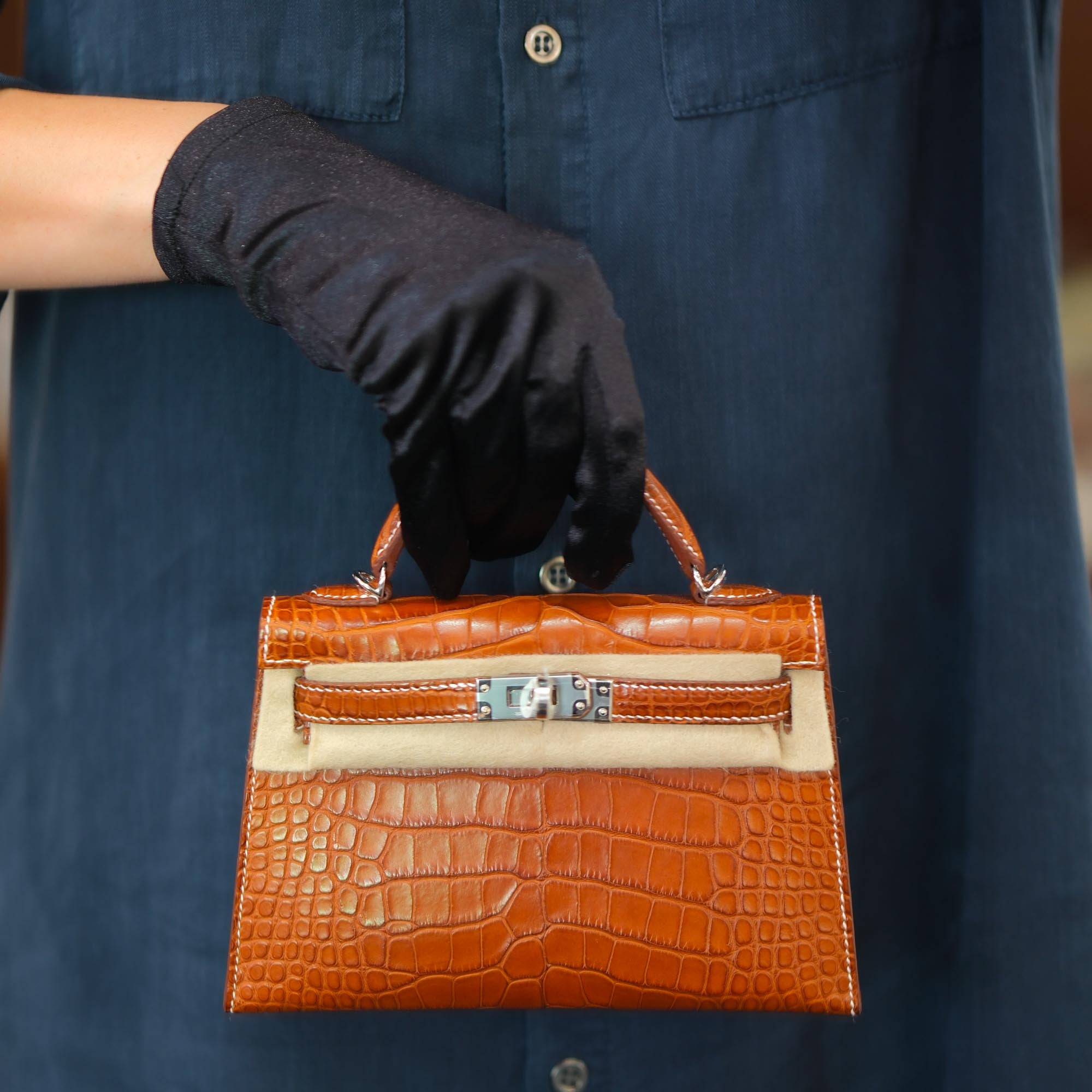 Hermès Kelly 20 Mini II Sellier Fauve Matte Alligator Mini Barenia Palladium Hardware