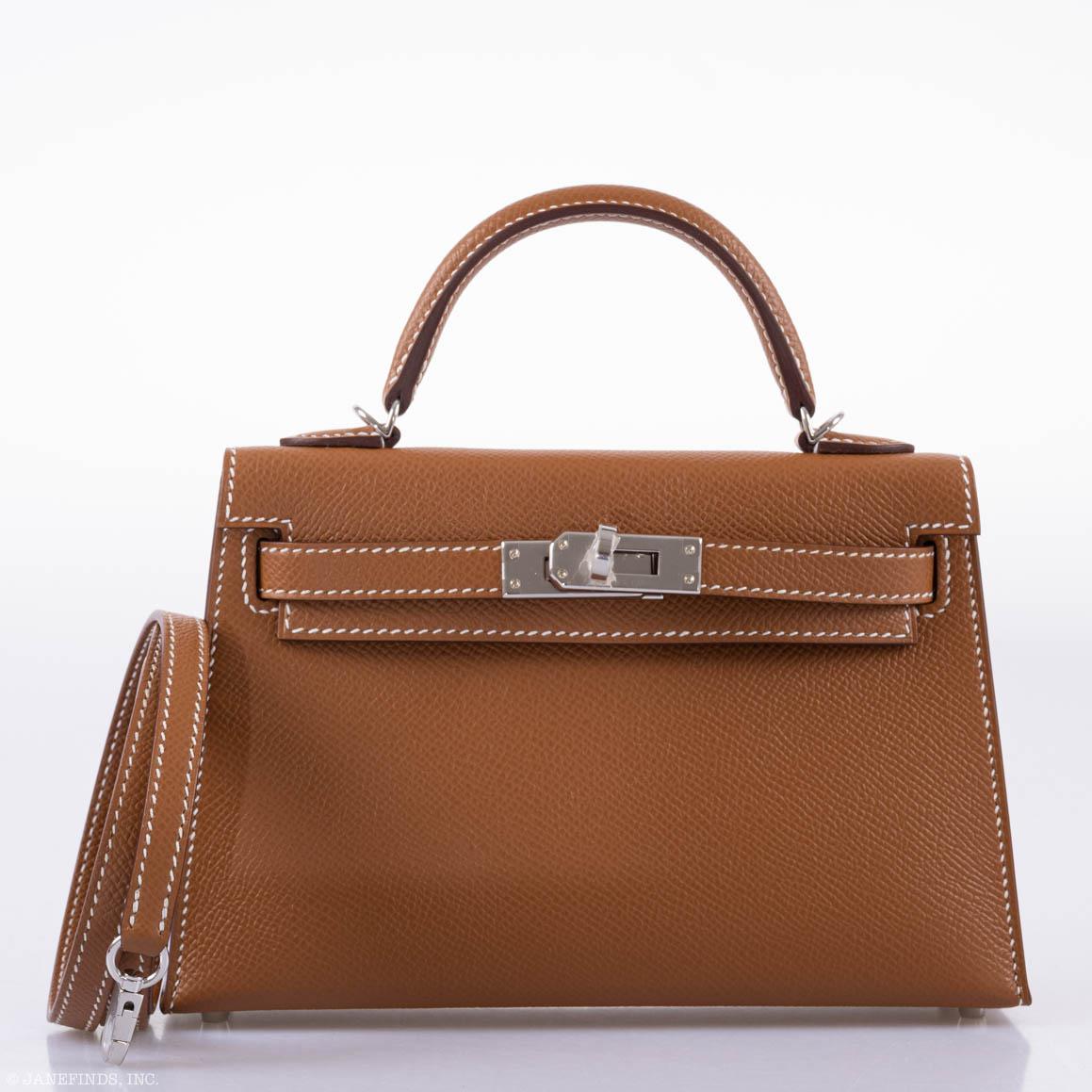 Hermès Kelly 20 Mini II Sellier Gold Epsom Palladium Hardware