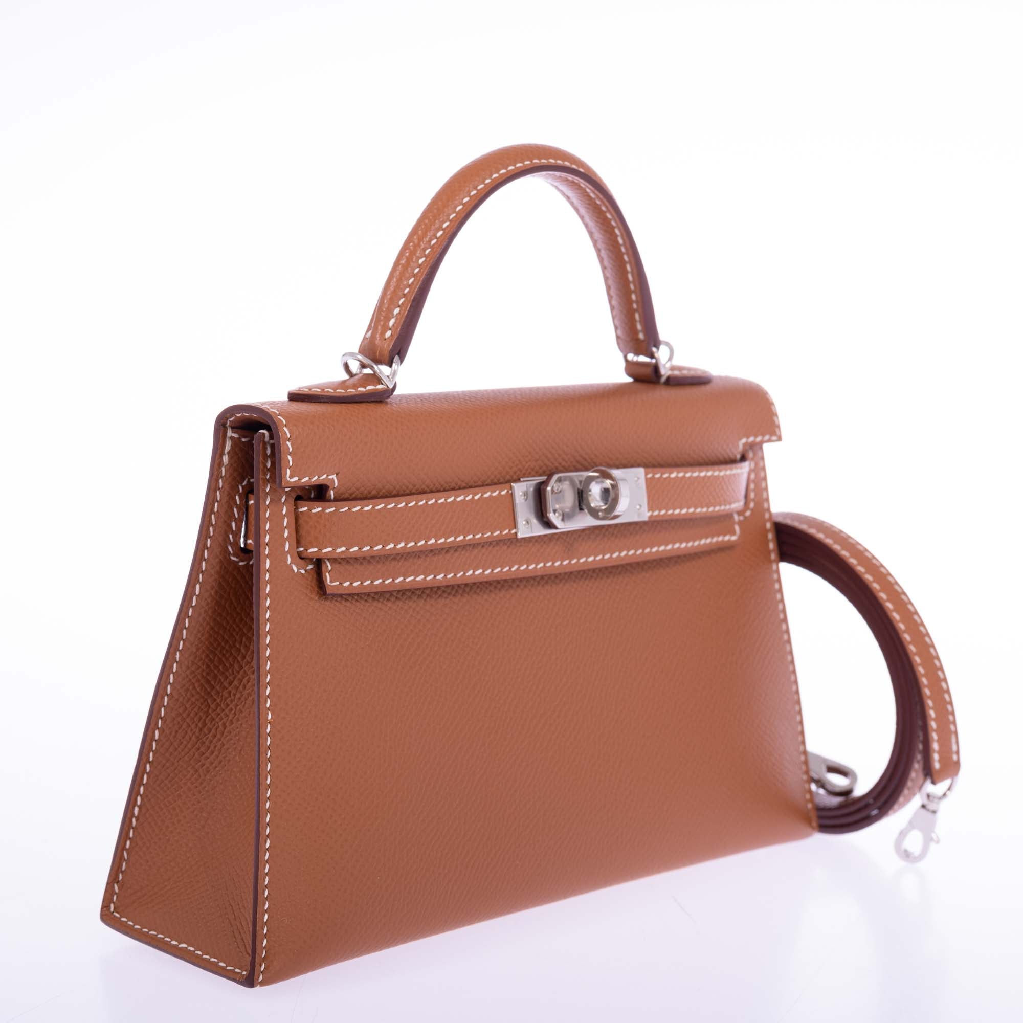 Hermès Kelly 20 Mini II Sellier Gold Epsom Palladium Hardware