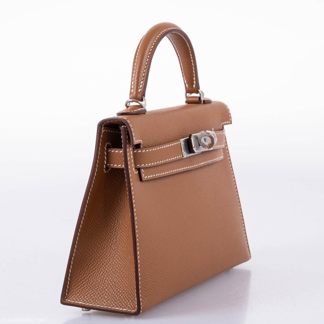 Hermès Kelly 20 Mini II Sellier Gold Epsom Palladium Hardware