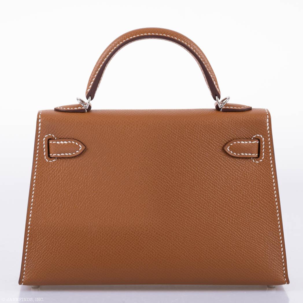 Hermès Kelly 20 Mini II Sellier Gold Epsom Palladium Hardware