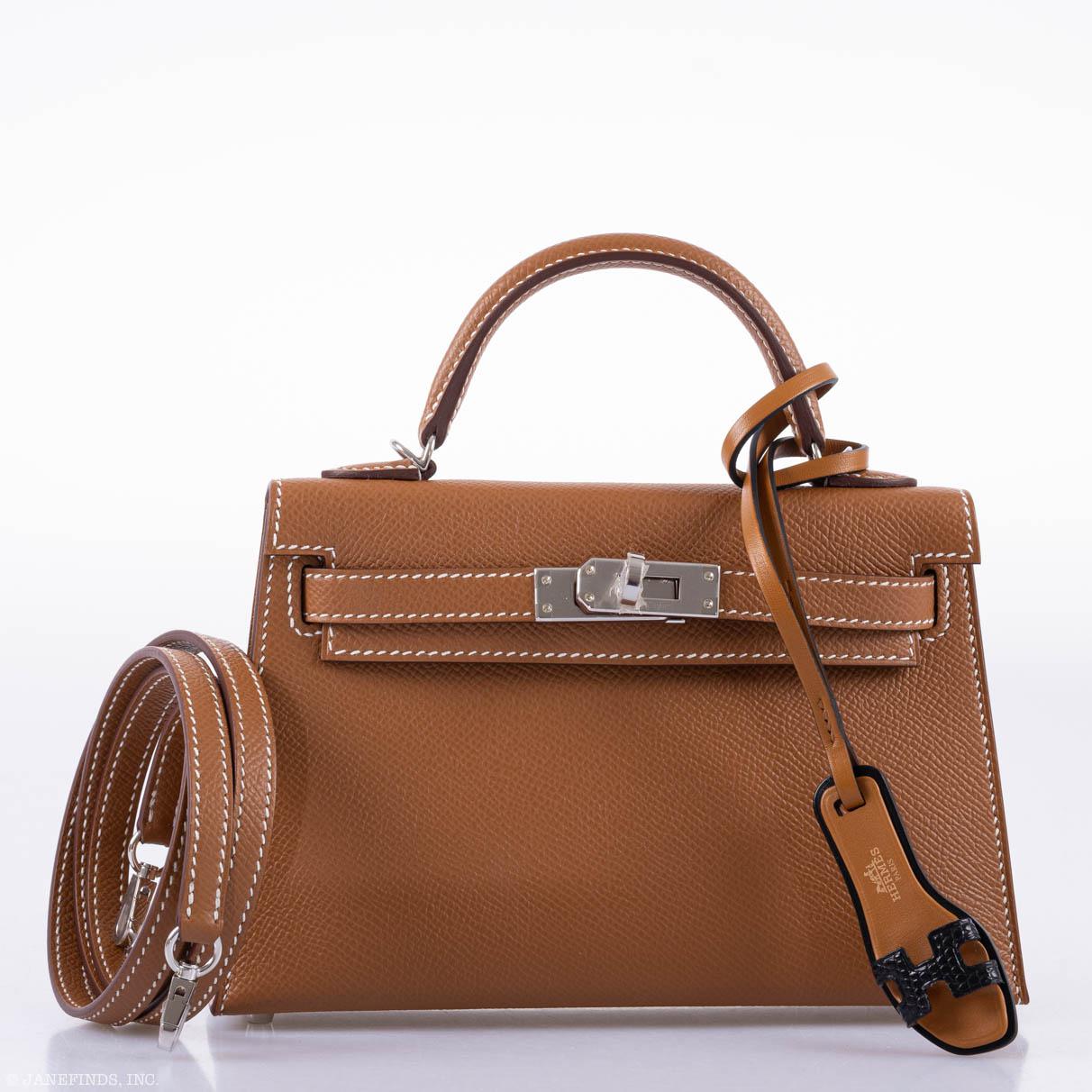 Hermès Kelly 20 Mini II Sellier Gold Epsom Palladium Hardware